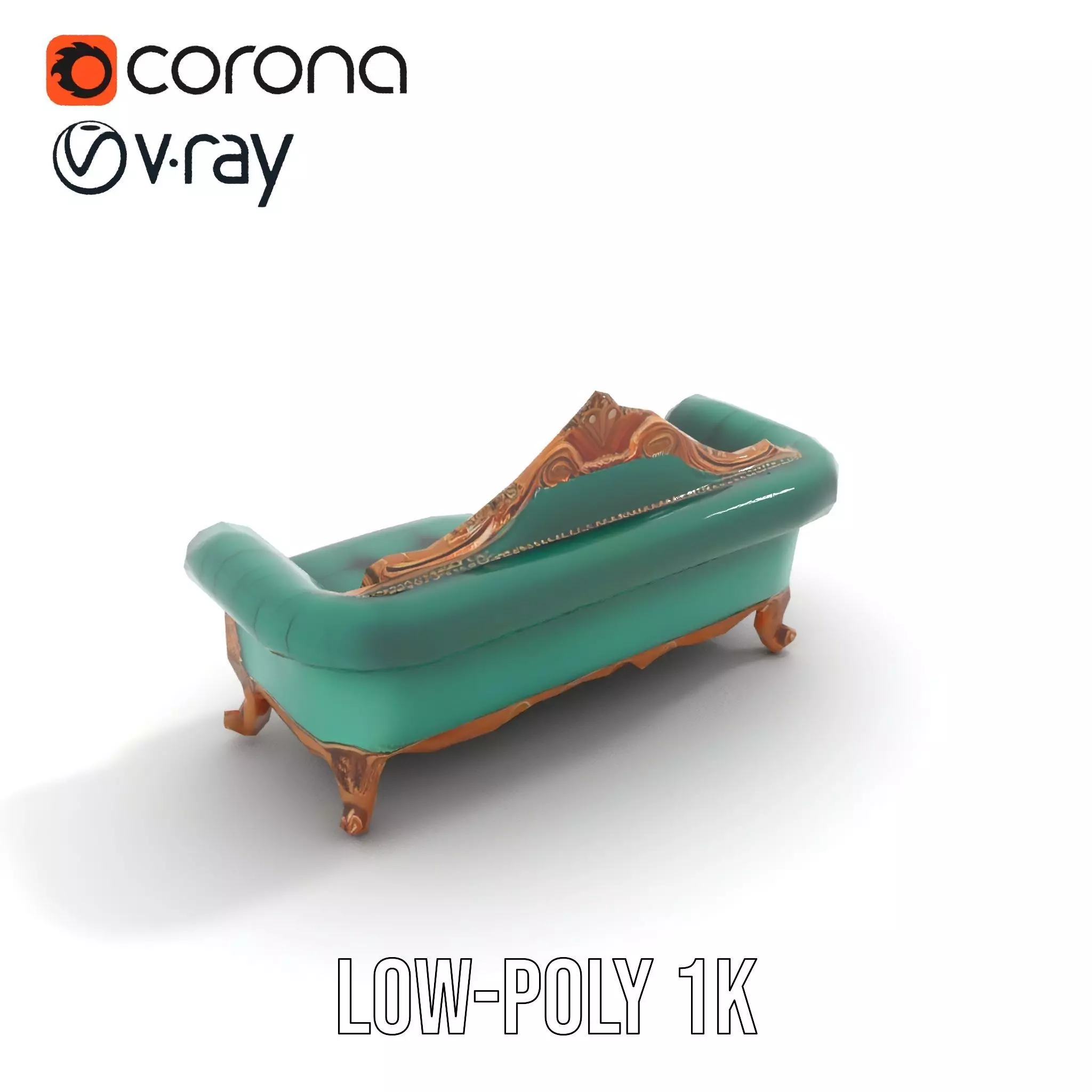 Elegant Emerald Sofa model pack Low-poly 3D model_22