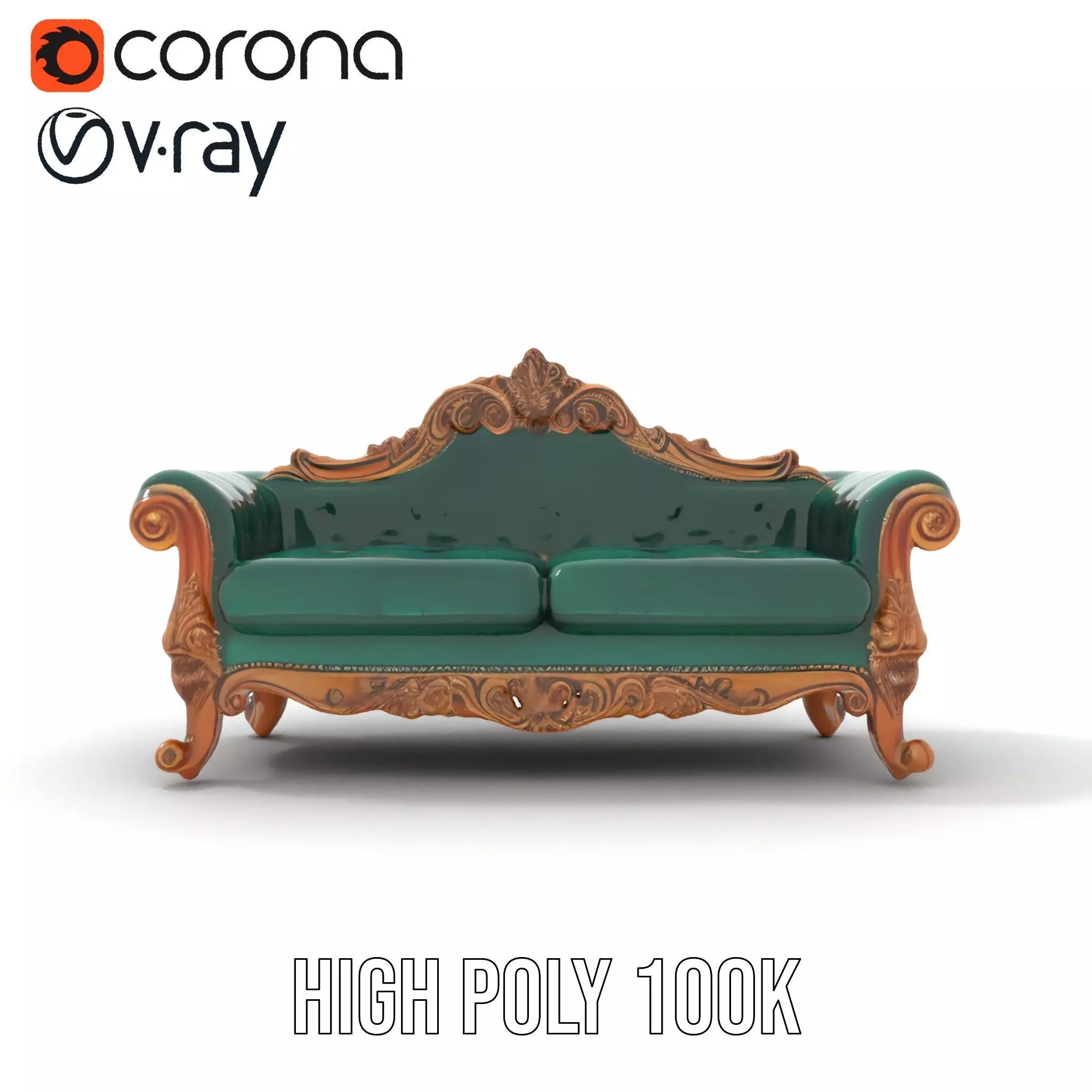 Elegant Emerald Sofa model pack Low-poly 3D model_25