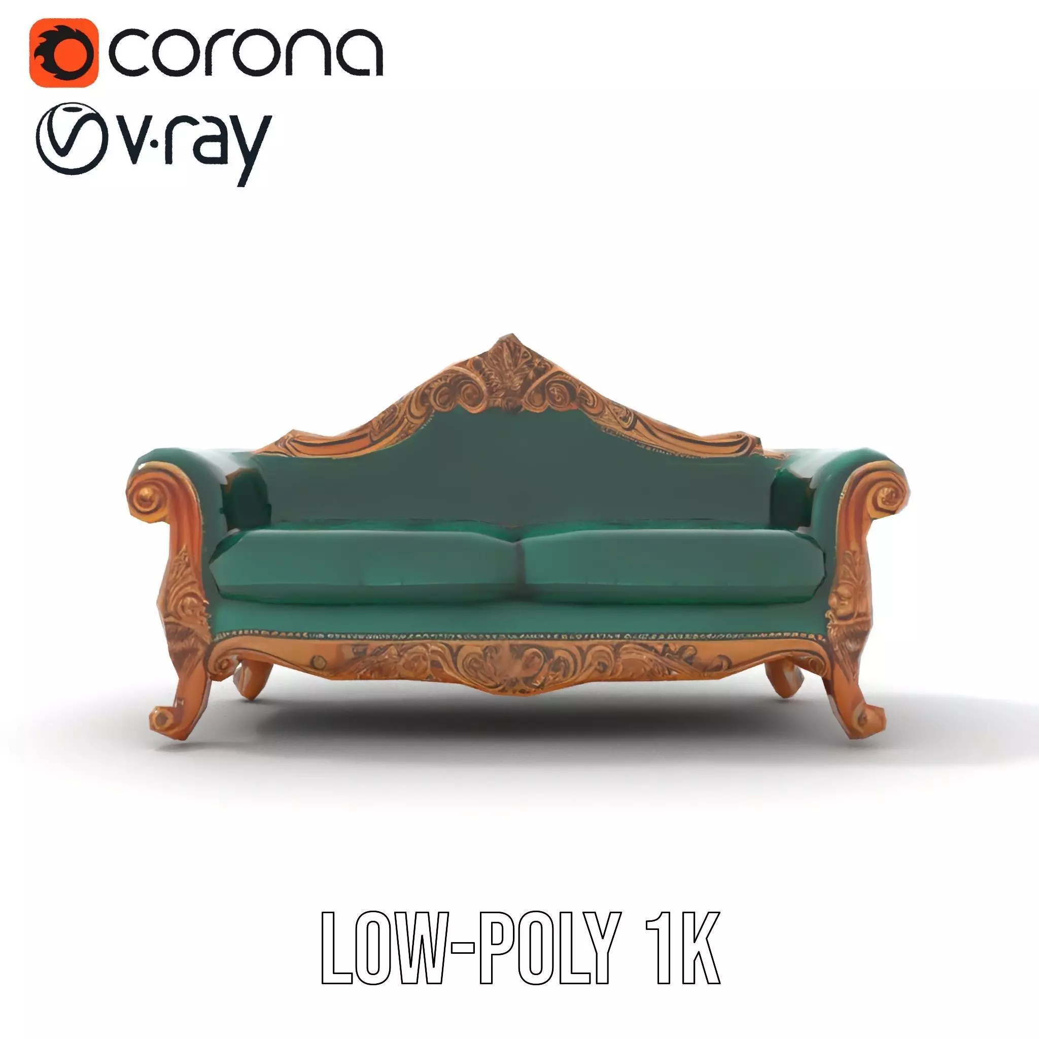 Elegant Emerald Sofa model pack Low-poly 3D model_30