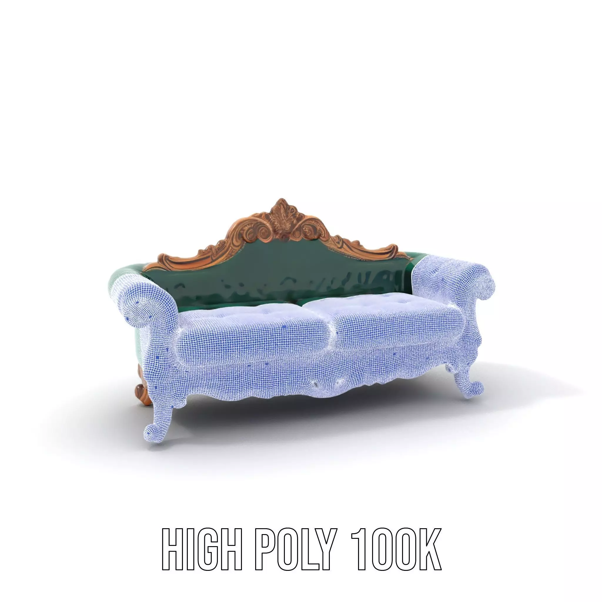 Elegant Emerald Sofa model pack Low-poly 3D model_4