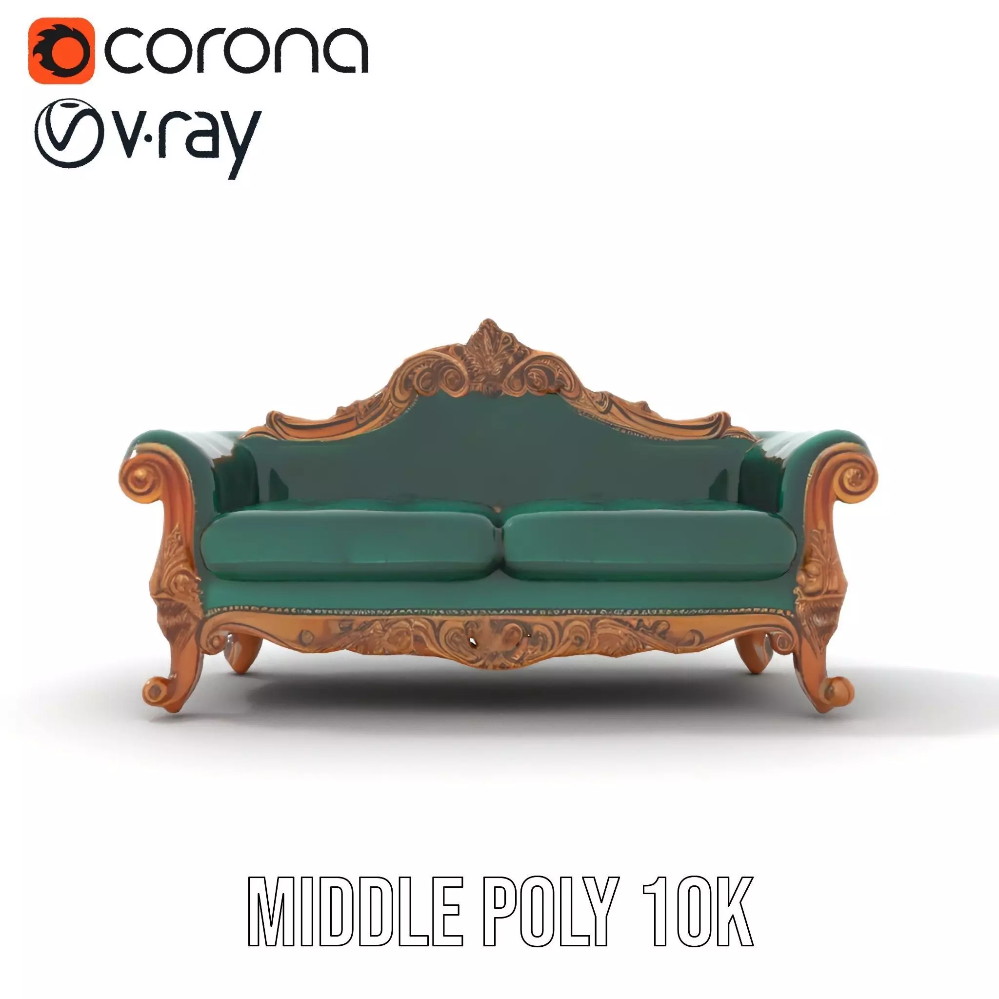 Elegant Emerald Sofa model pack Low-poly 3D model_6