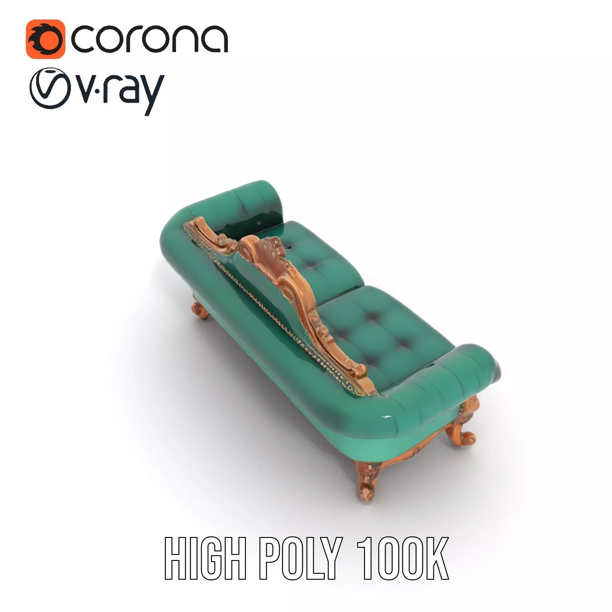 Elegant Emerald Sofa model pack Low-poly 3D model_20