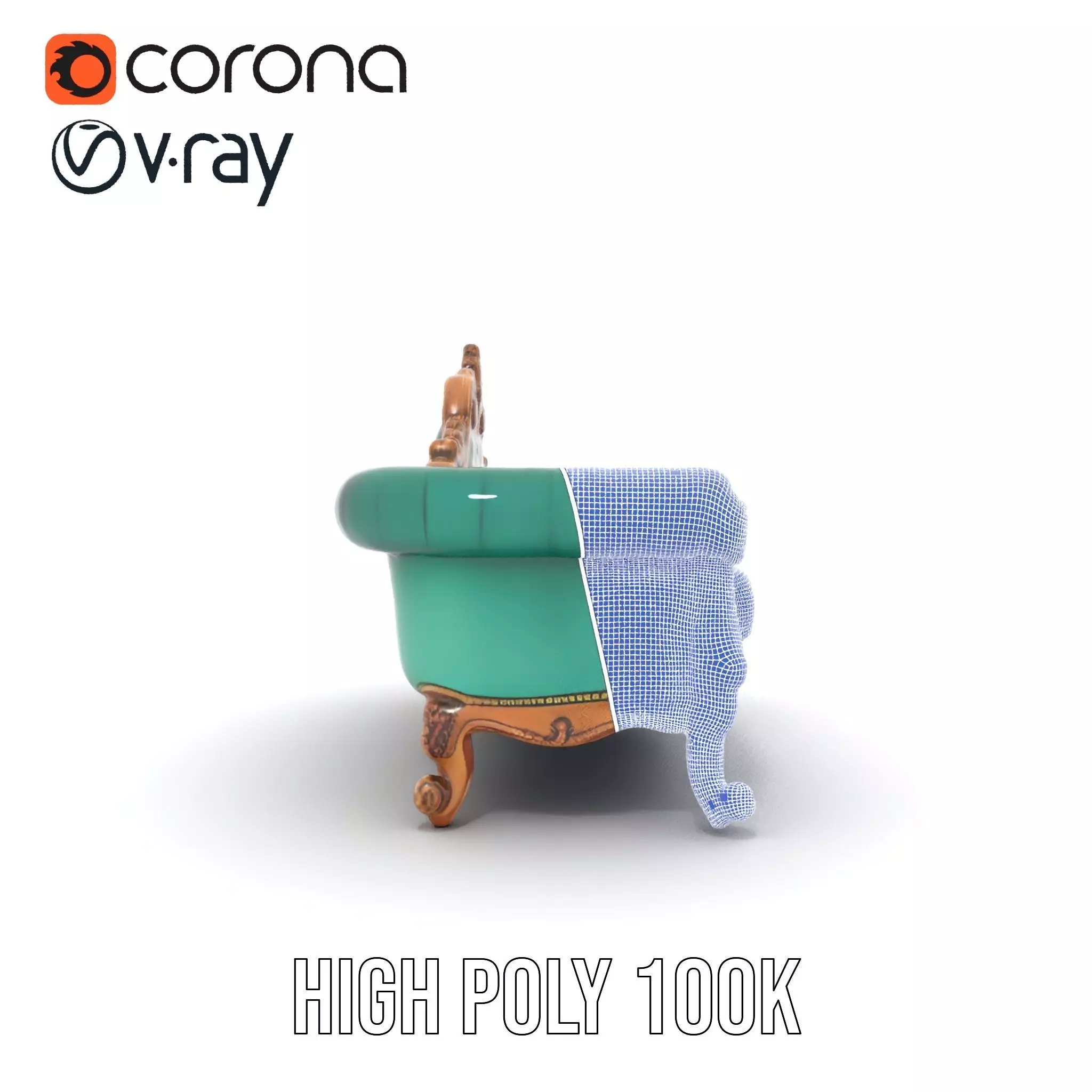 Elegant Emerald Sofa model pack Low-poly 3D model_34