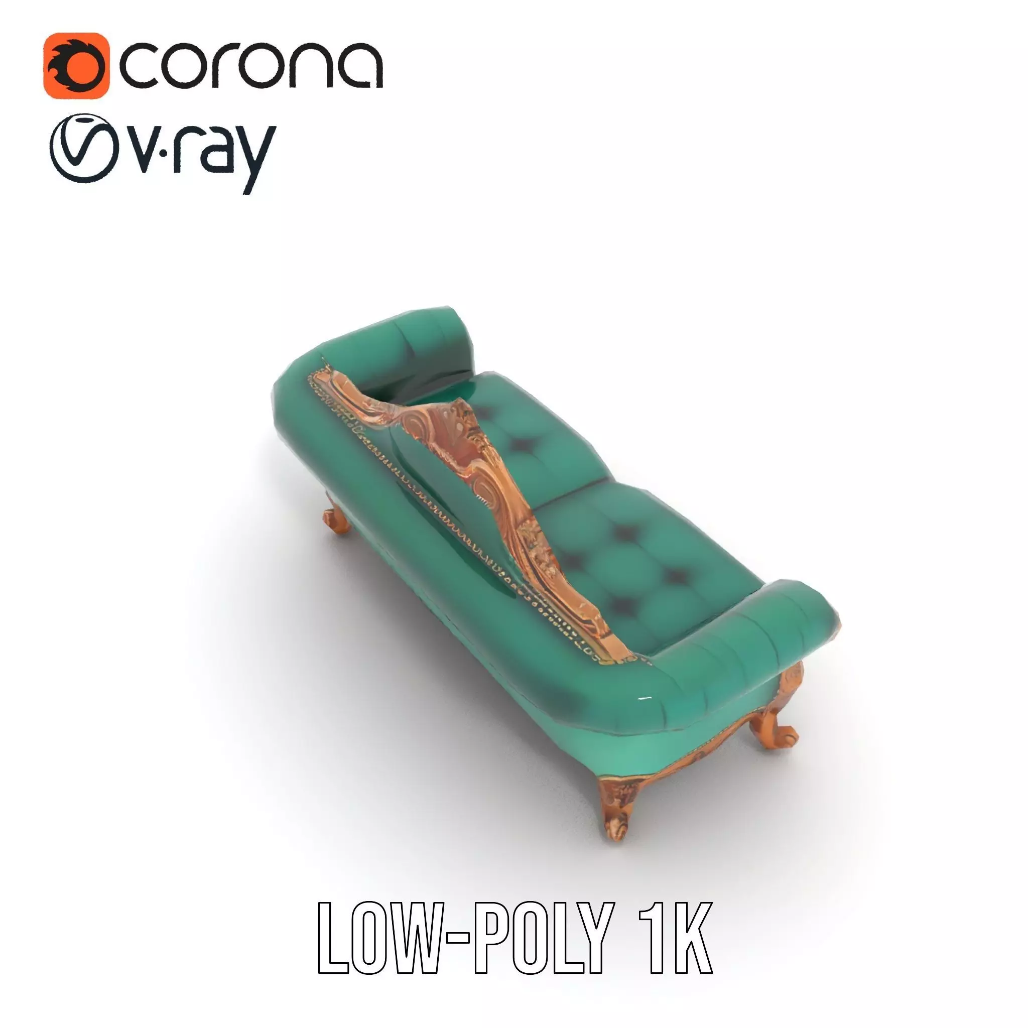 Elegant Emerald Sofa model pack Low-poly 3D model_7