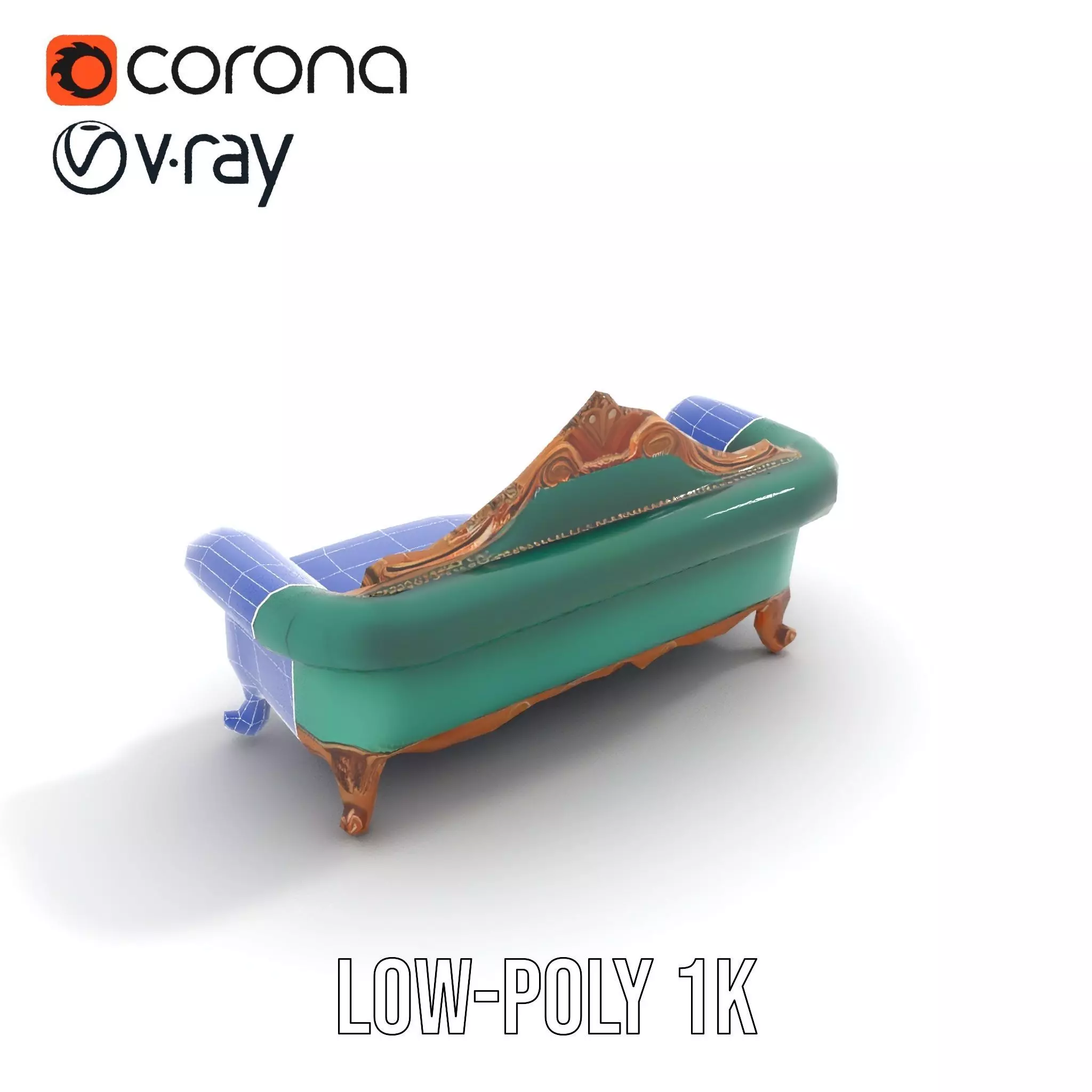 Elegant Emerald Sofa model pack Low-poly 3D model_19