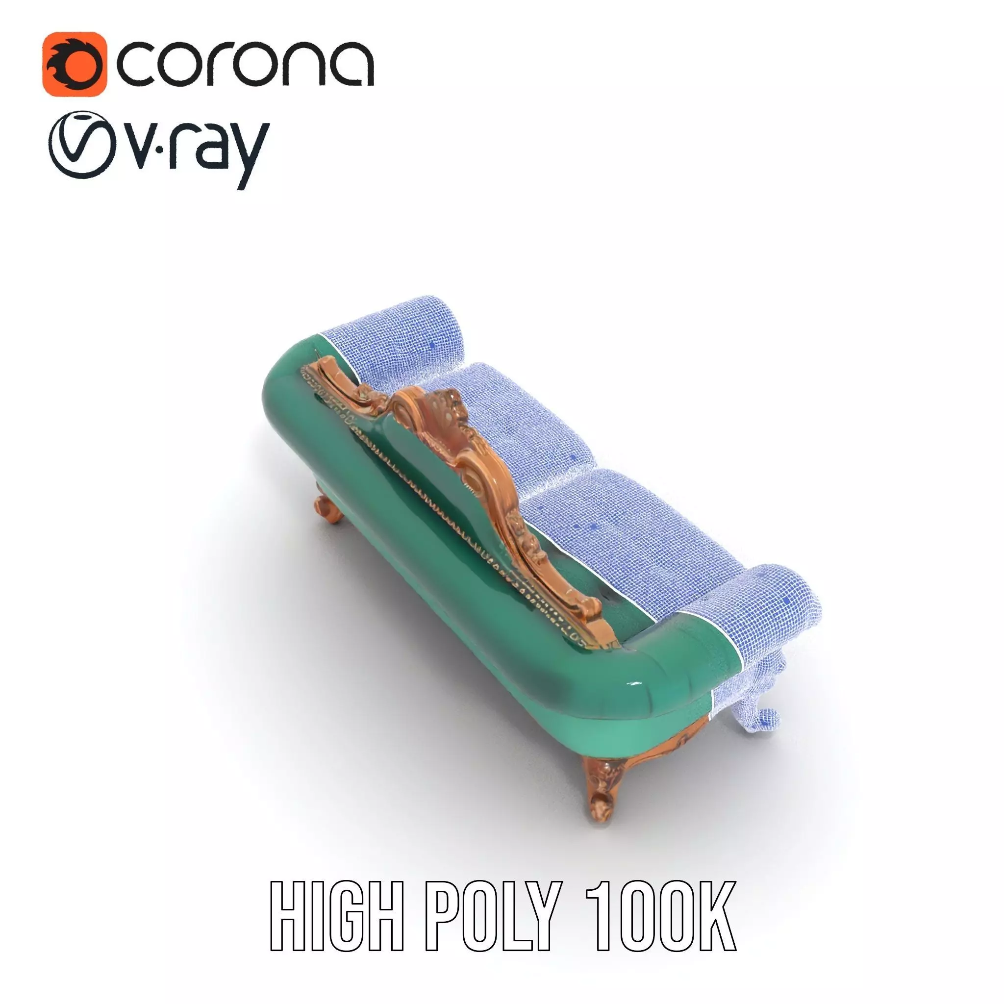 Elegant Emerald Sofa model pack Low-poly 3D model_31