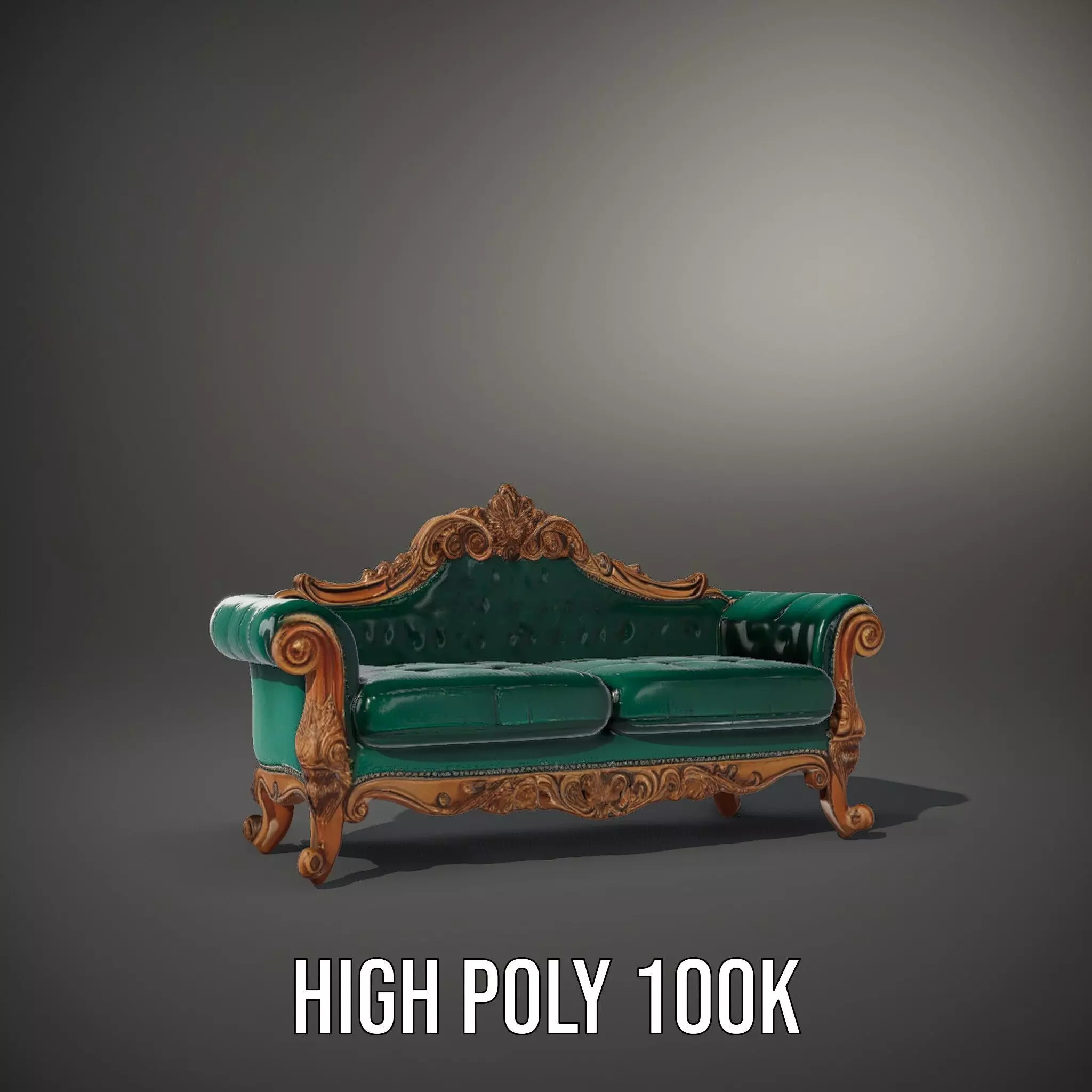 Elegant Emerald Sofa model pack Low-poly 3D model_8