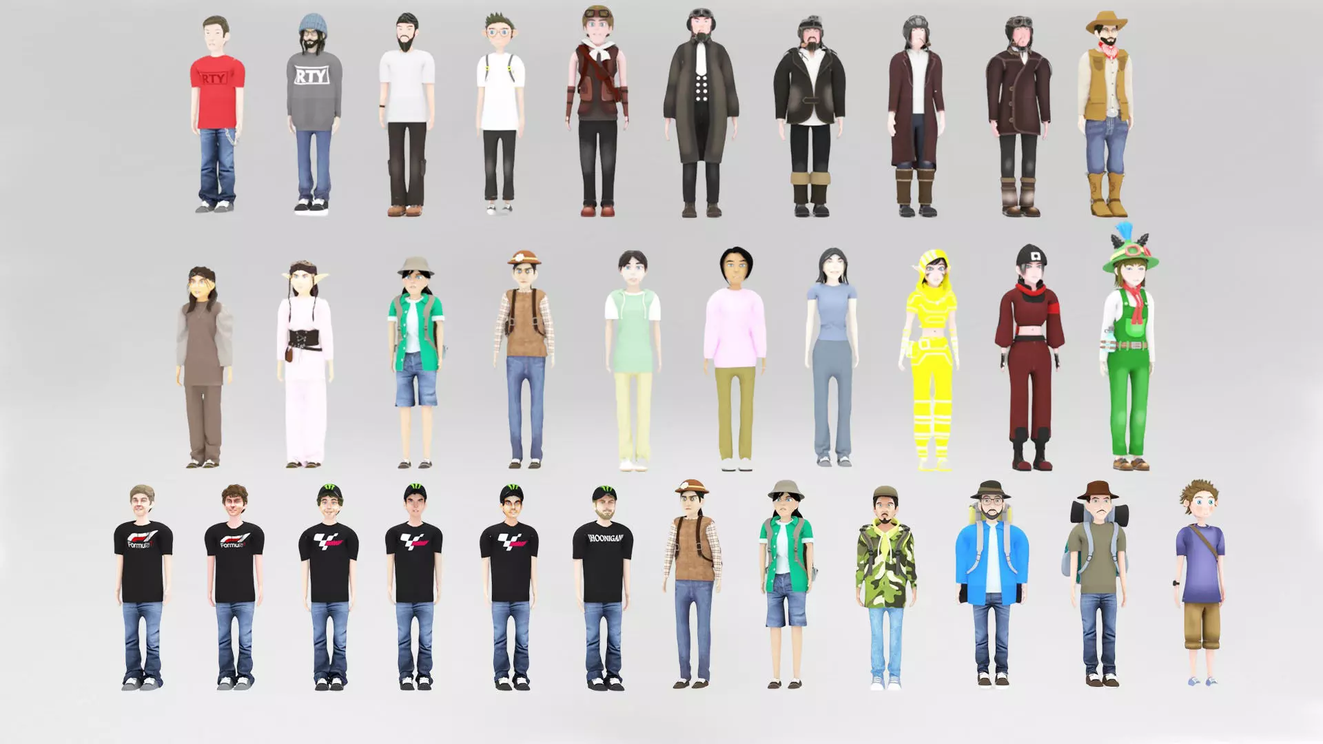 Character All Pack 02 Rigged   Low-poly 3D model_1