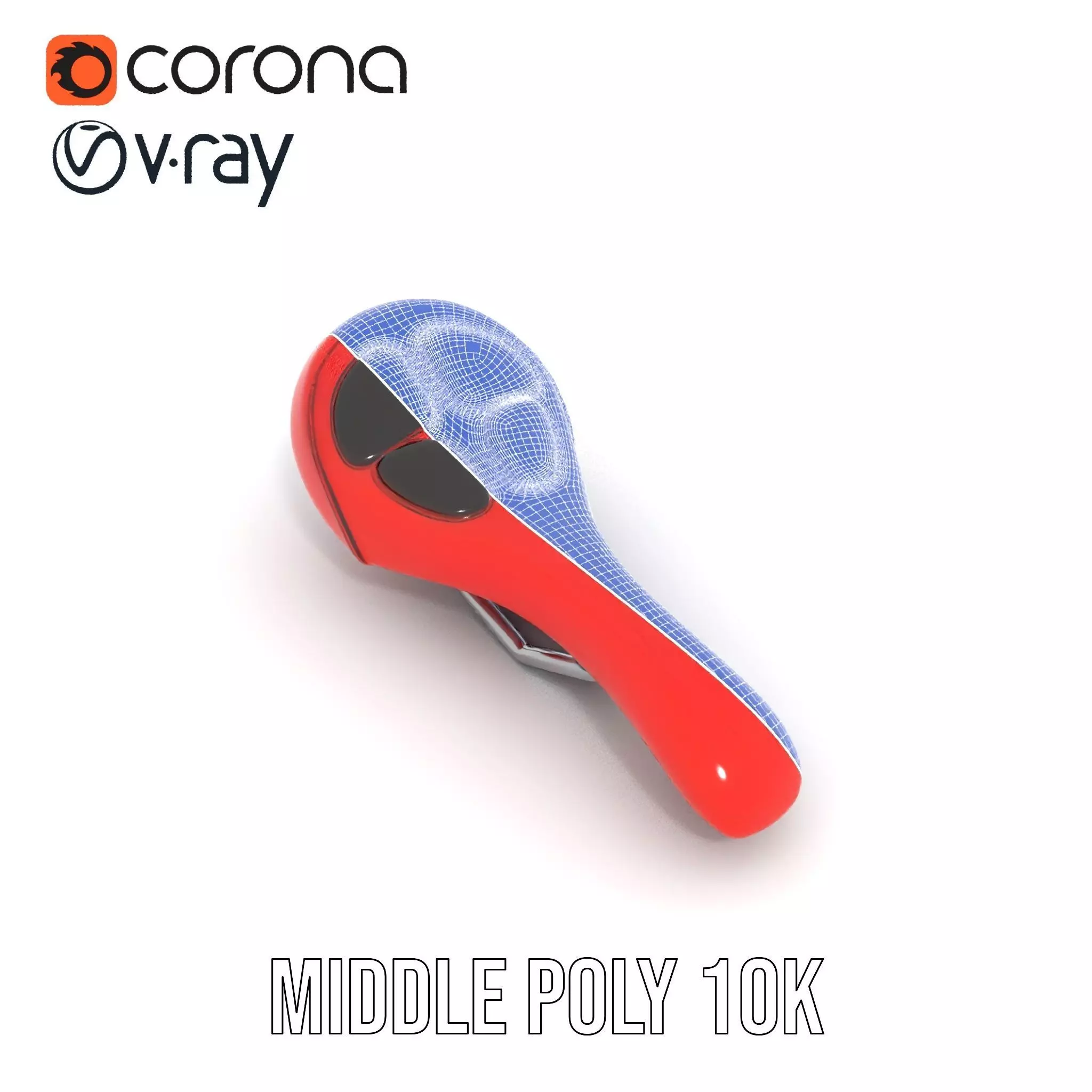 Red Leather Bicycle Saddle model pack Low-poly 3D model_16