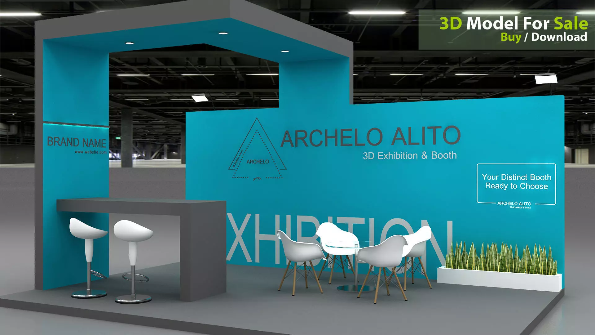 exhibition stand 3d model Low-poly 3D model_0