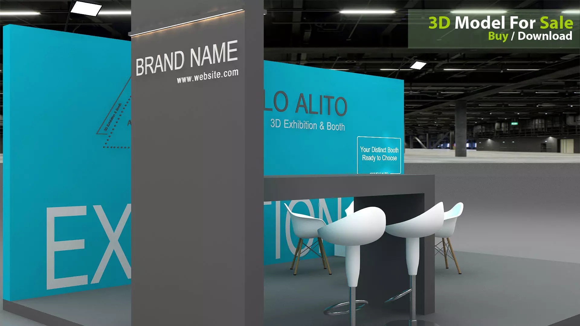 exhibition stand 3d model Low-poly 3D model_3