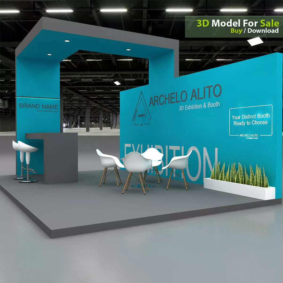 exhibition stand 3d model Low-poly 3D model_5