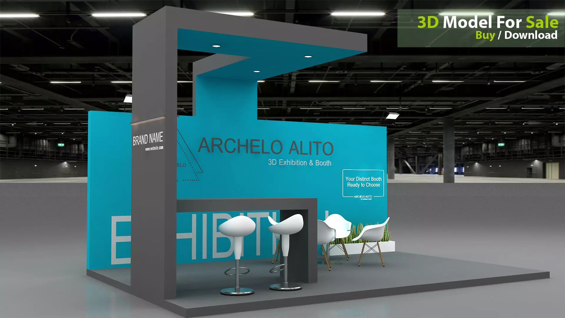 exhibition stand 3d model Low-poly 3D model_2
