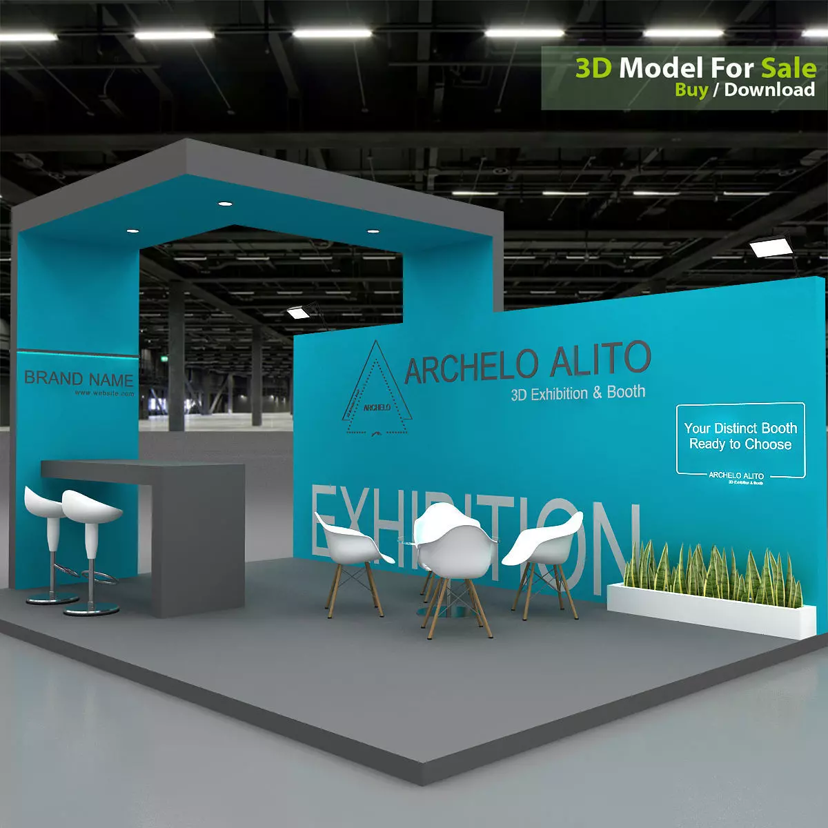 exhibition stand 3d model Low-poly 3D model_7