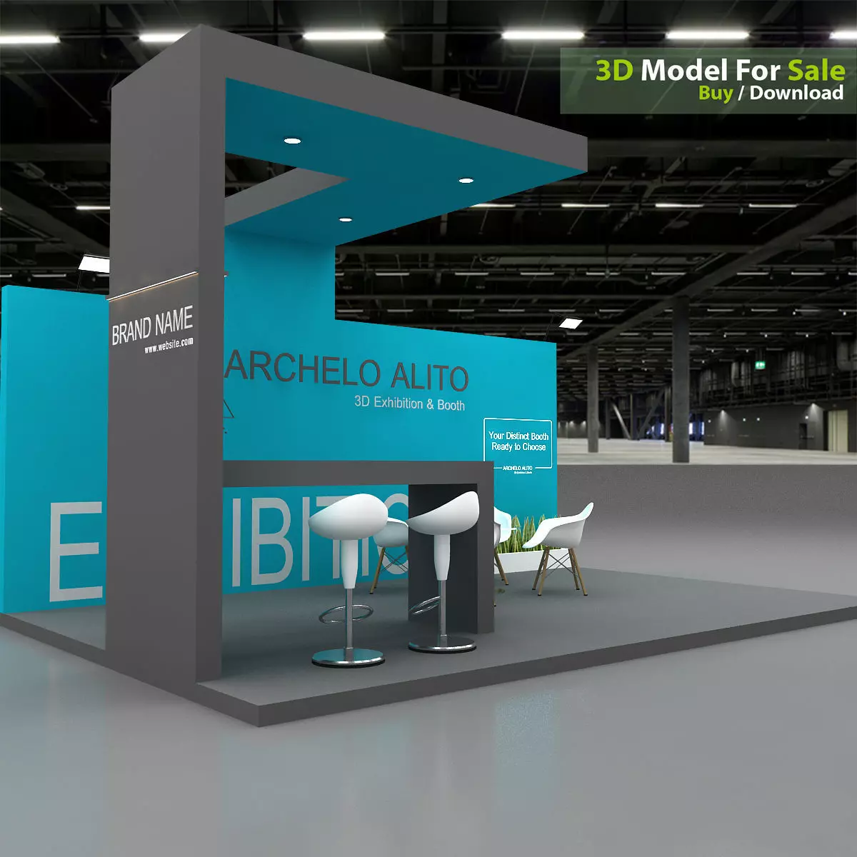 exhibition stand 3d model Low-poly 3D model_6