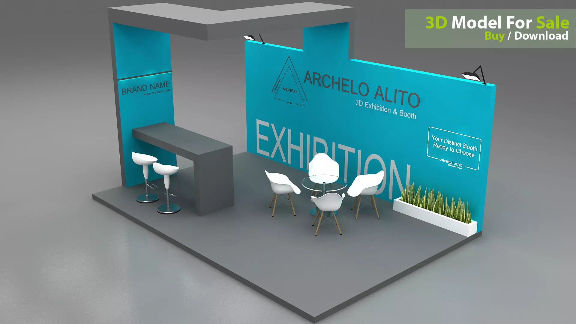 exhibition stand 3d model Low-poly 3D model_4