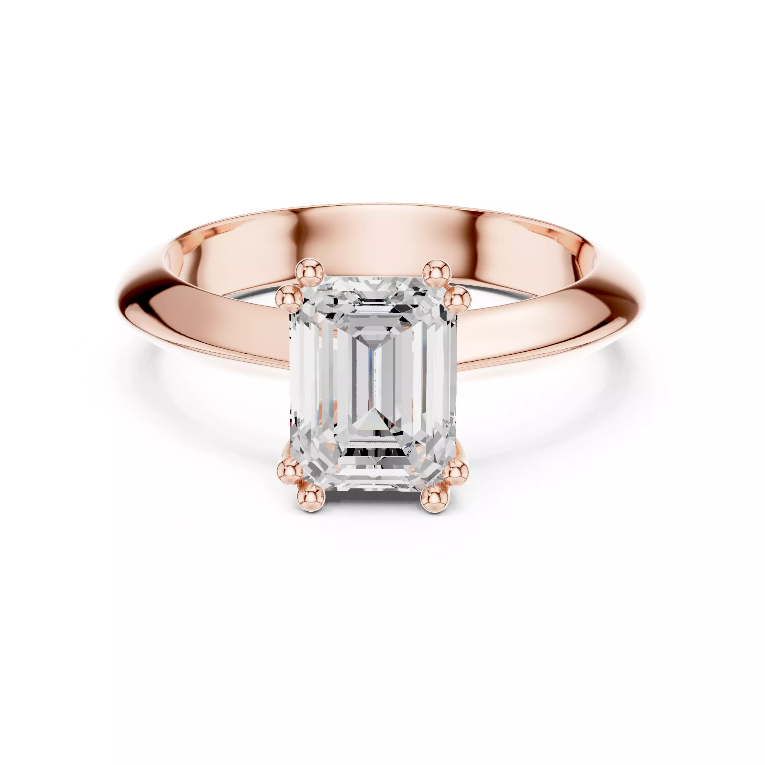 Double Prong Solitaire Emerald Diamond Knife Edge Ring FileVideo 3D print model