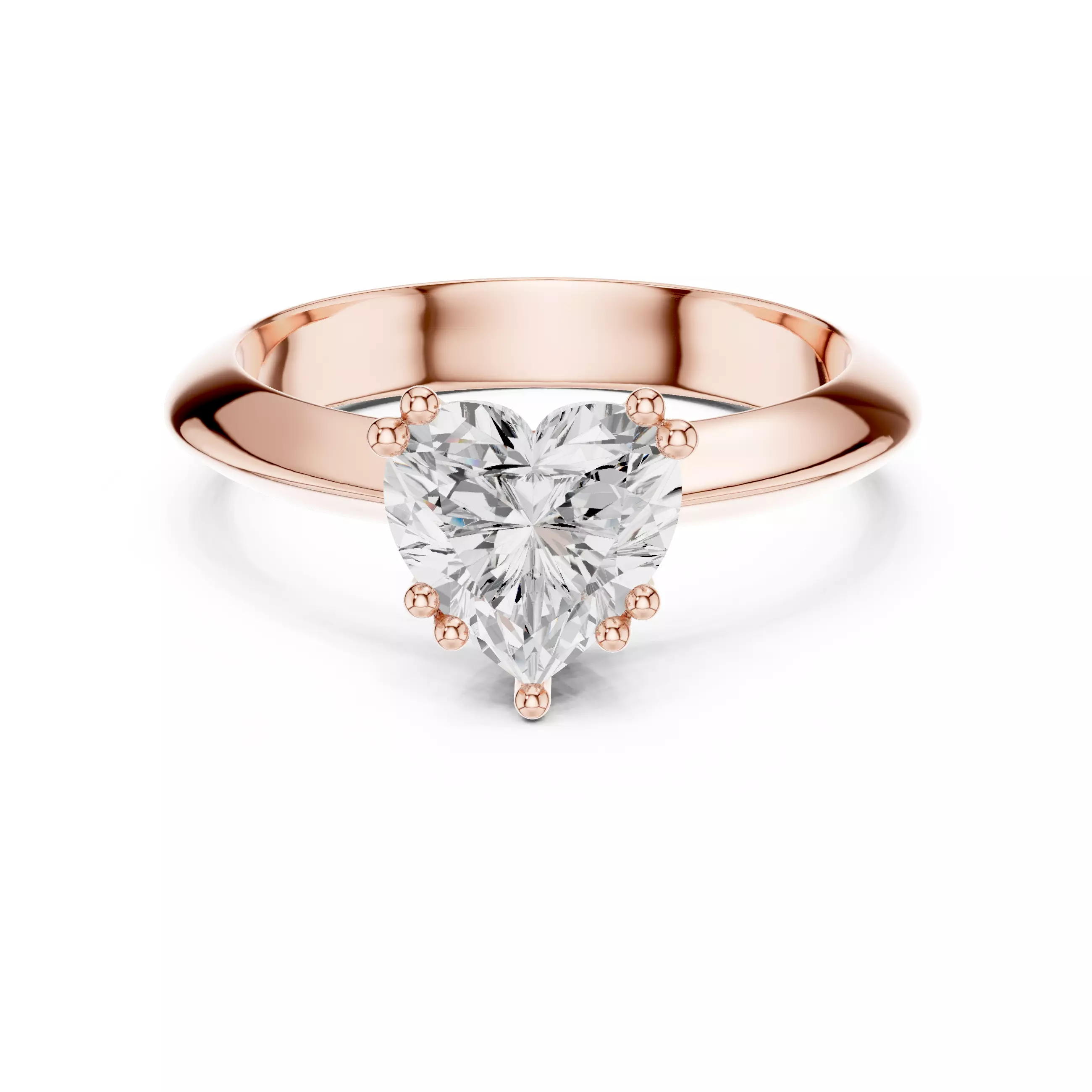 Double Prong Solitaire Heart Diamond Knife Edge Ring File Video 3D print model_0