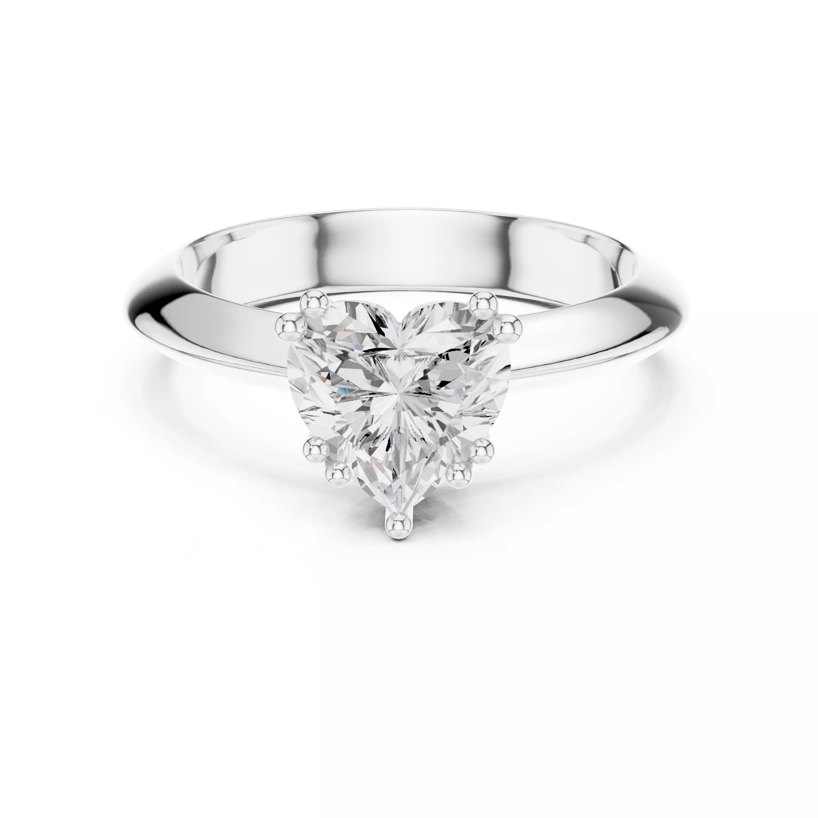 Double Prong Solitaire Heart Diamond Knife Edge Ring File Video 3D print model_2