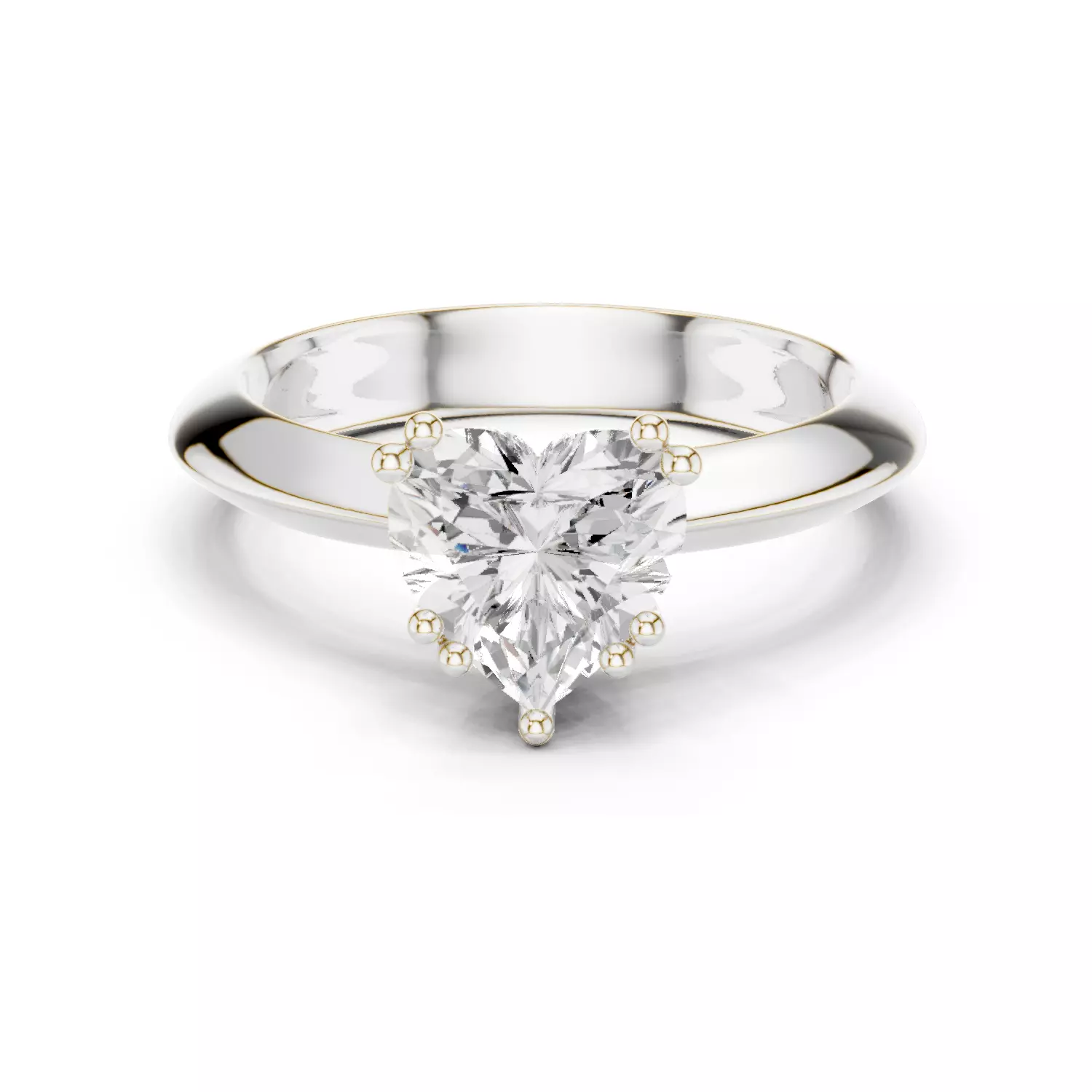 Double Prong Solitaire Heart Diamond Knife Edge Ring File Video 3D print model_14