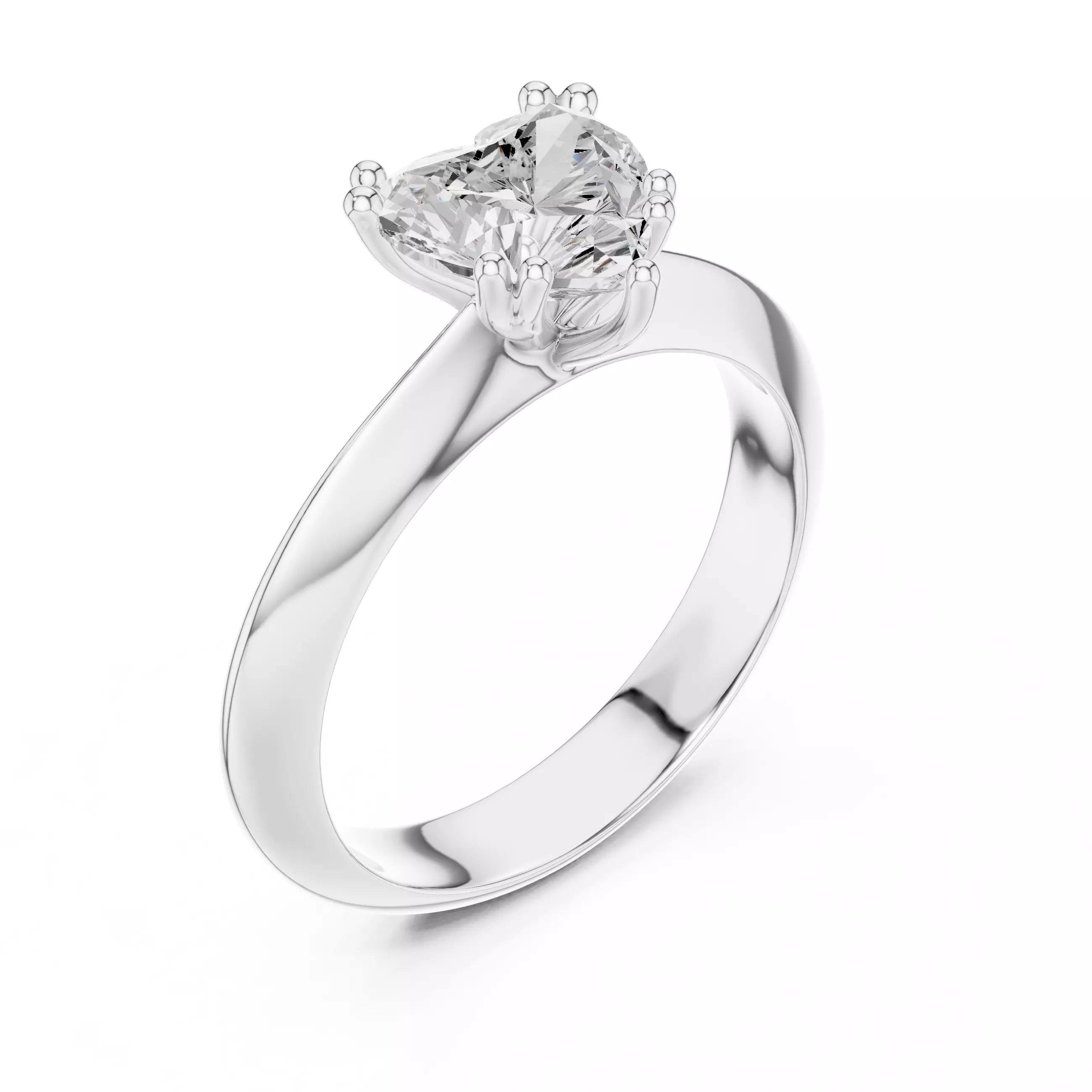 Double Prong Solitaire Heart Diamond Knife Edge Ring File Video 3D print model_10