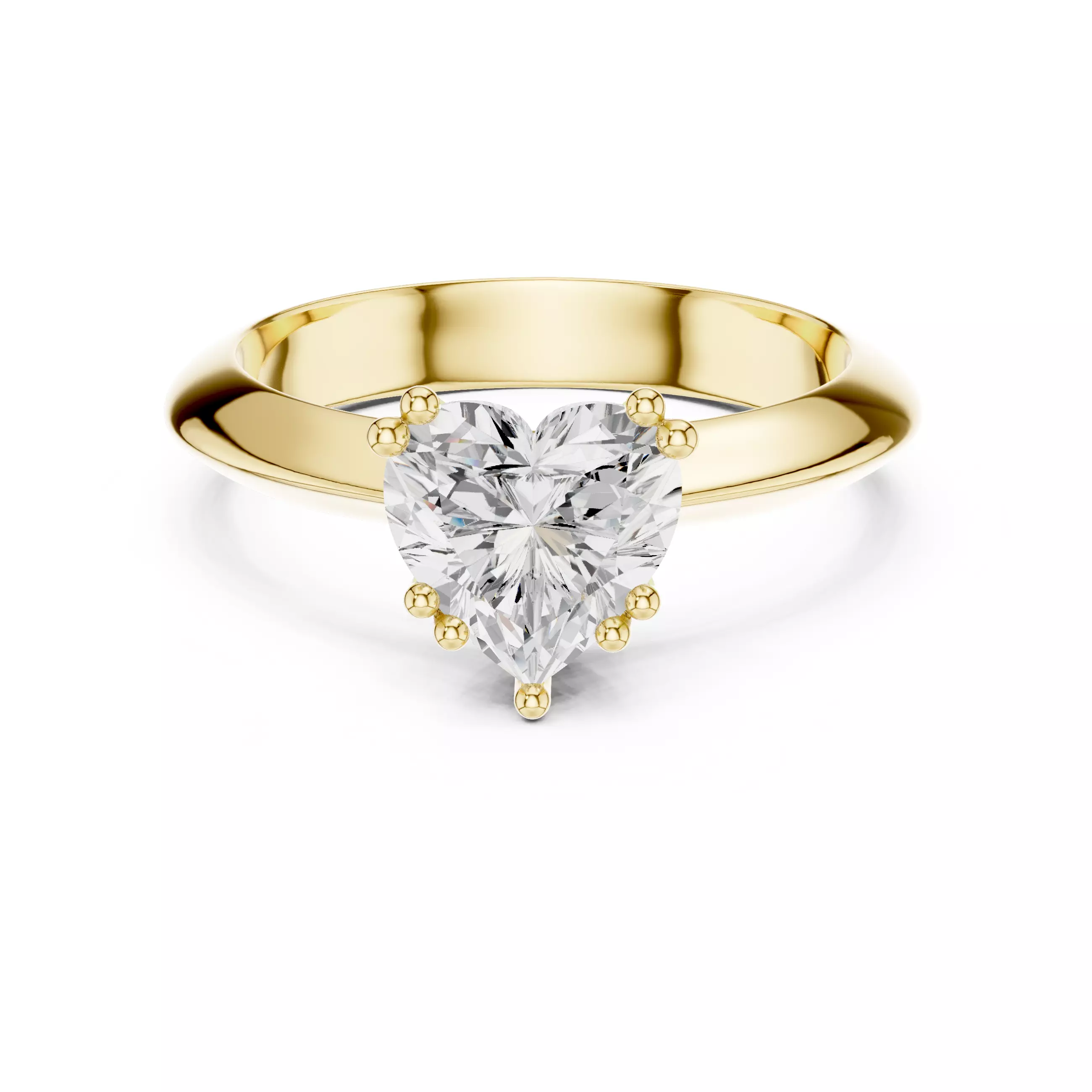 Double Prong Solitaire Heart Diamond Knife Edge Ring File Video 3D print model_1