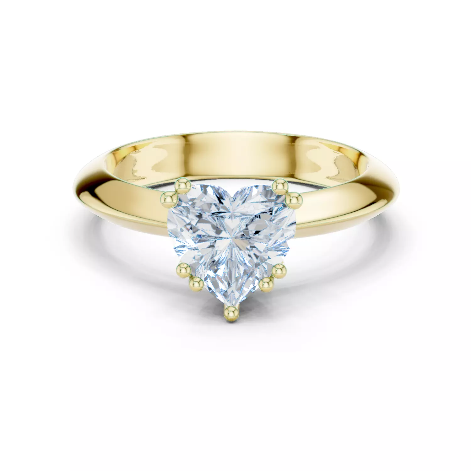 Double Prong Solitaire Heart Diamond Knife Edge Ring File Video 3D print model_13