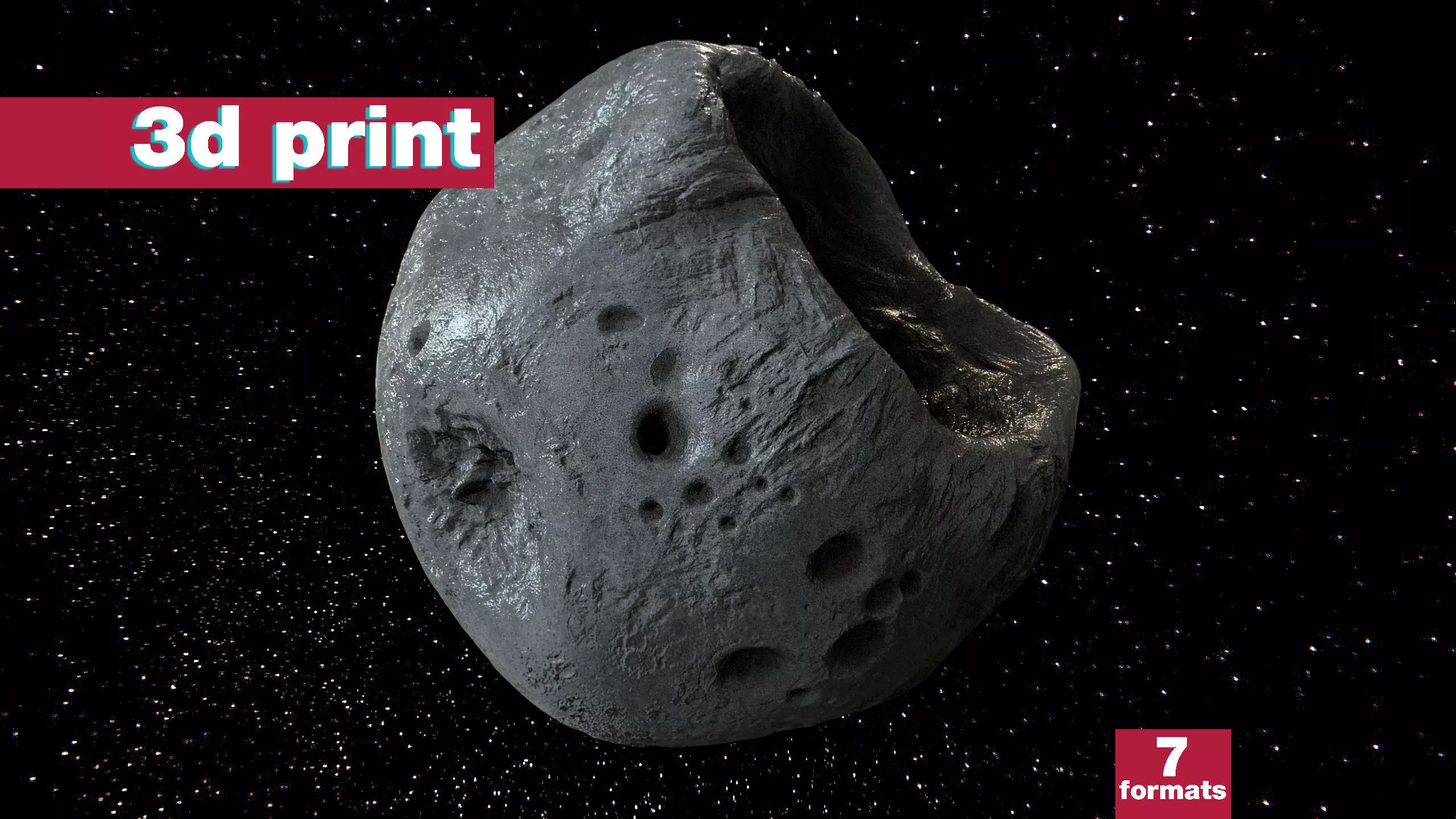 Realistic Asteroid Space Rock 3D print model_0