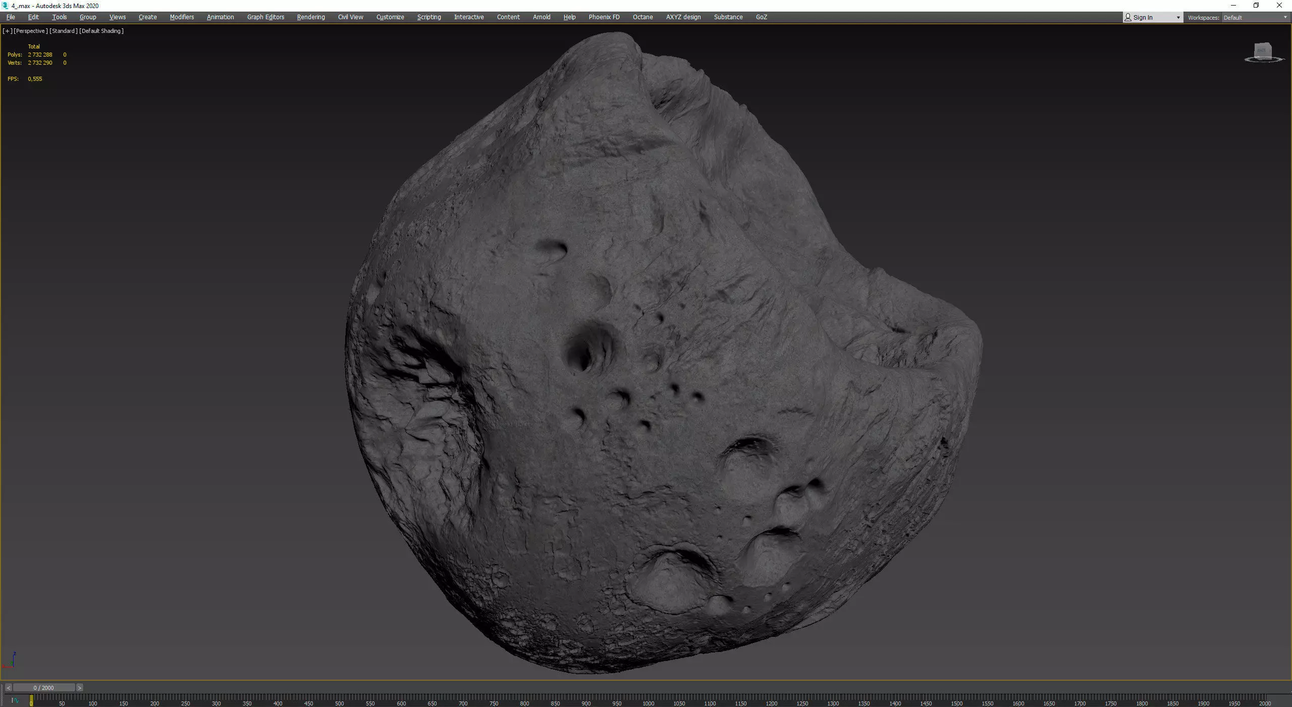 Realistic Asteroid Space Rock 3D print model_2