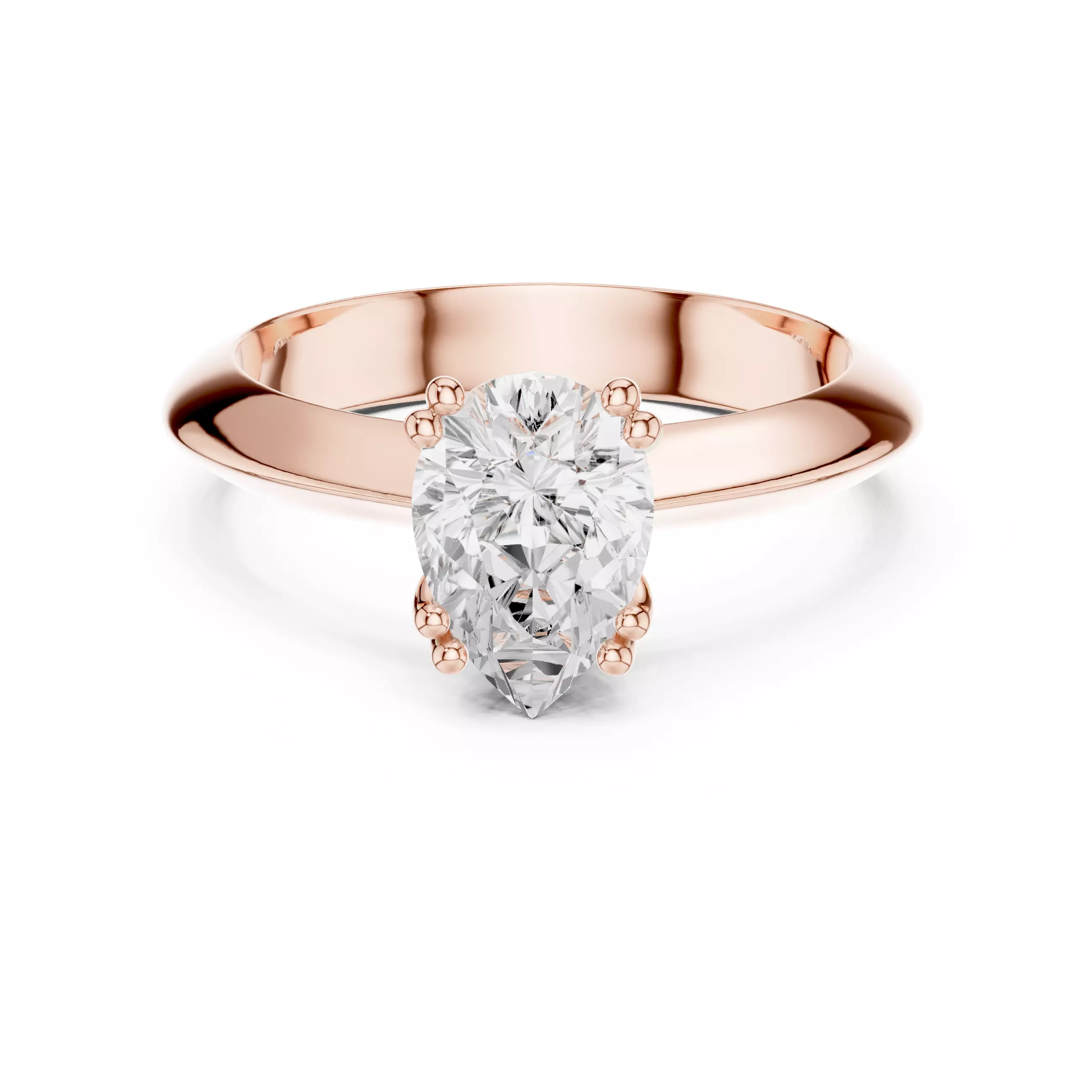 Double Claw prong Pear Cut Knife Edge Shank Solitaire Ring Video 3D print model_0