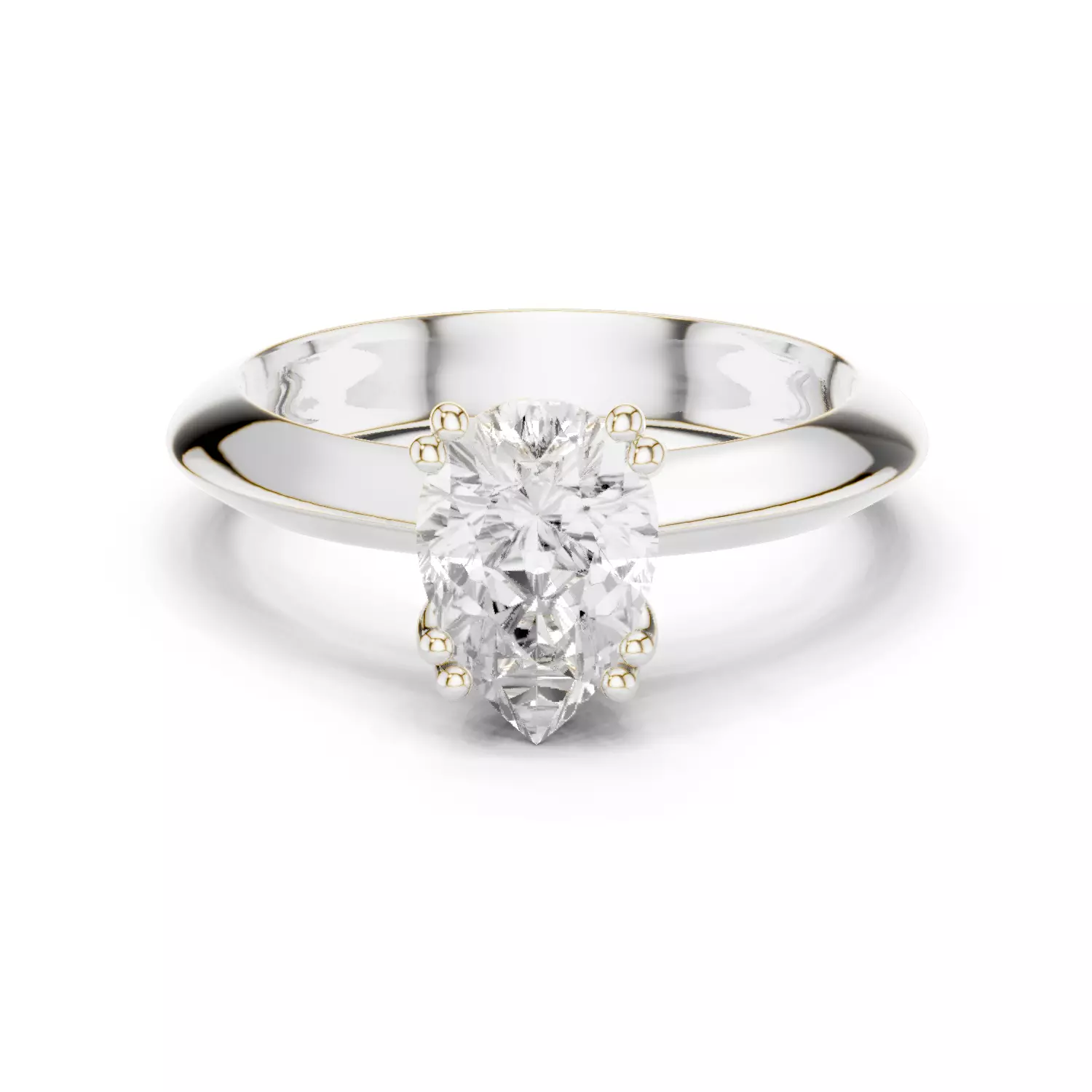 Double Claw prong Pear Cut Knife Edge Shank Solitaire Ring Video 3D print model_14