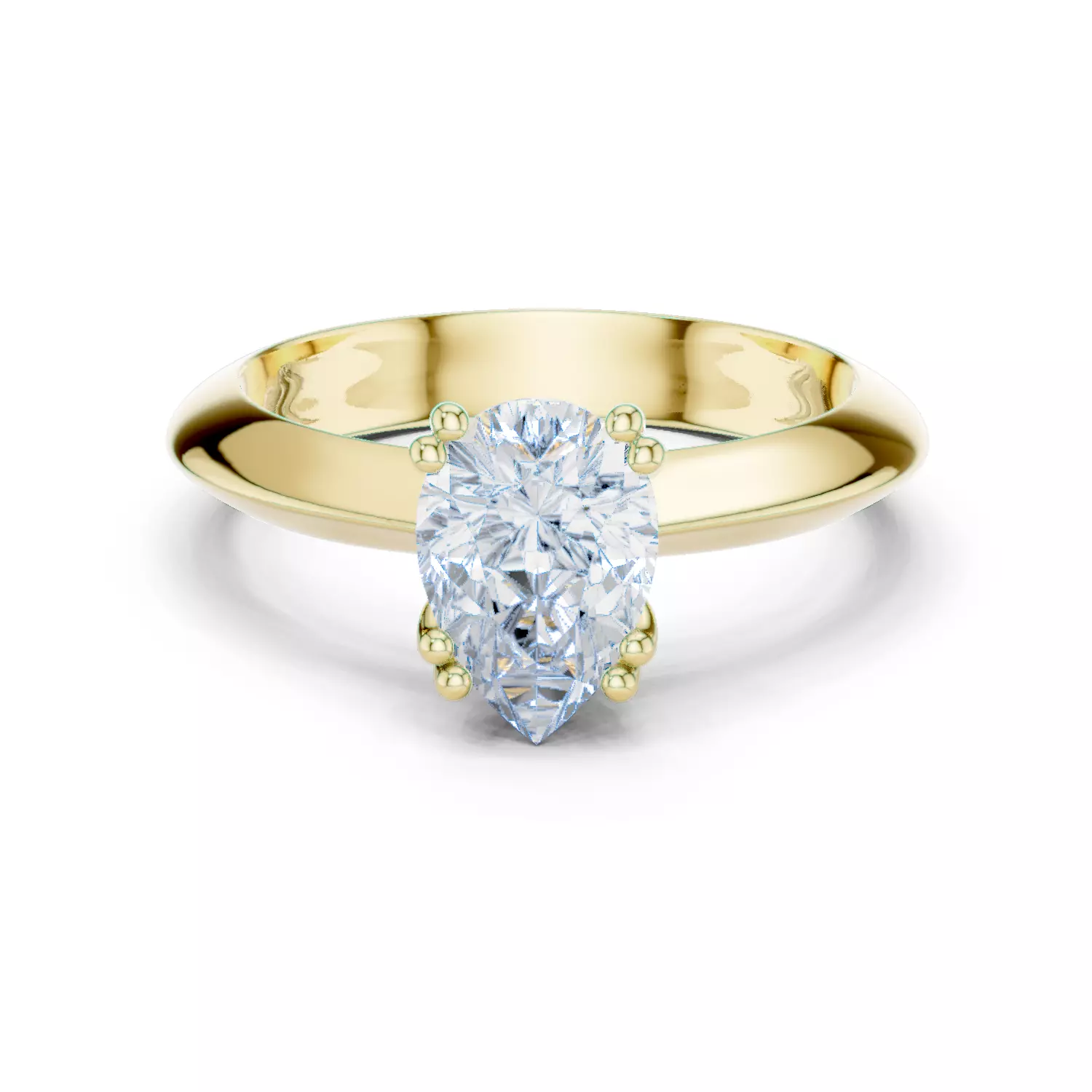 Double Claw prong Pear Cut Knife Edge Shank Solitaire Ring Video 3D print model_13