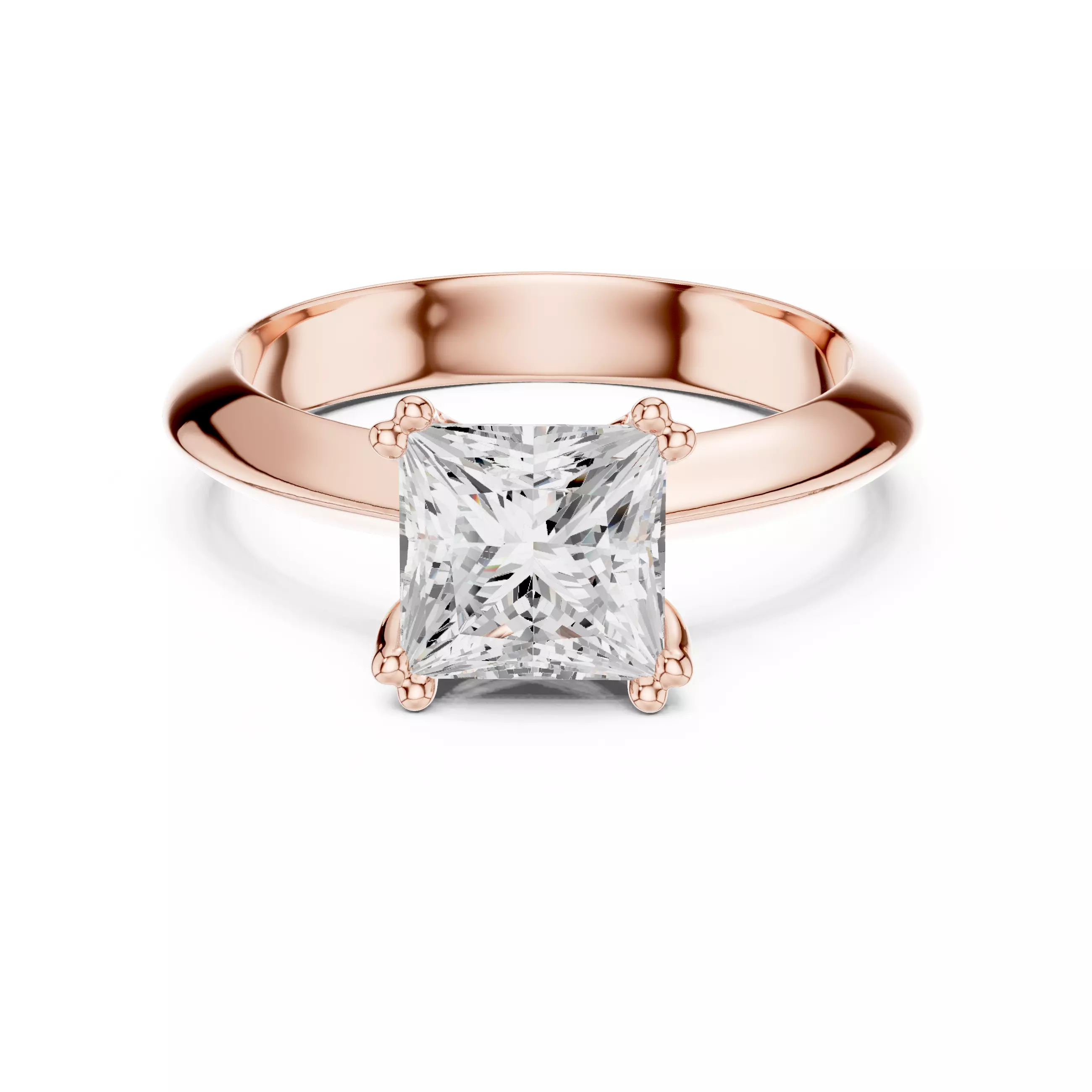 Double Prong Knife Edge Shank Princess Cut Solitaire Ring Video 3D print model