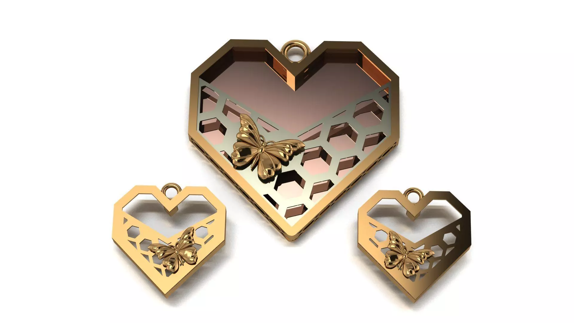 Heart Pendant with Butterfly Detail 3D print model