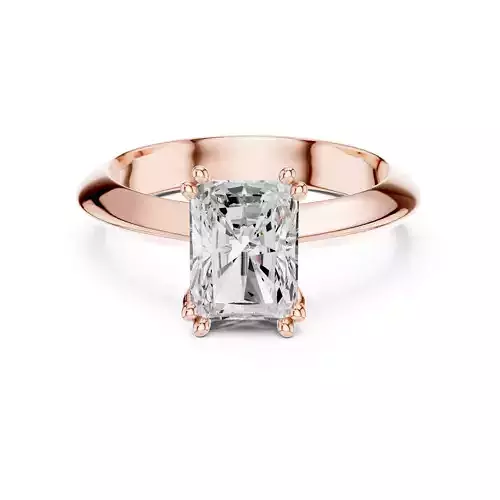 Double Prong Radiant Cut Solitaire Knife Edge Ring 3DM STL Video