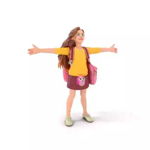 Joyful Schoolgirl model pack Low-poly 3D model