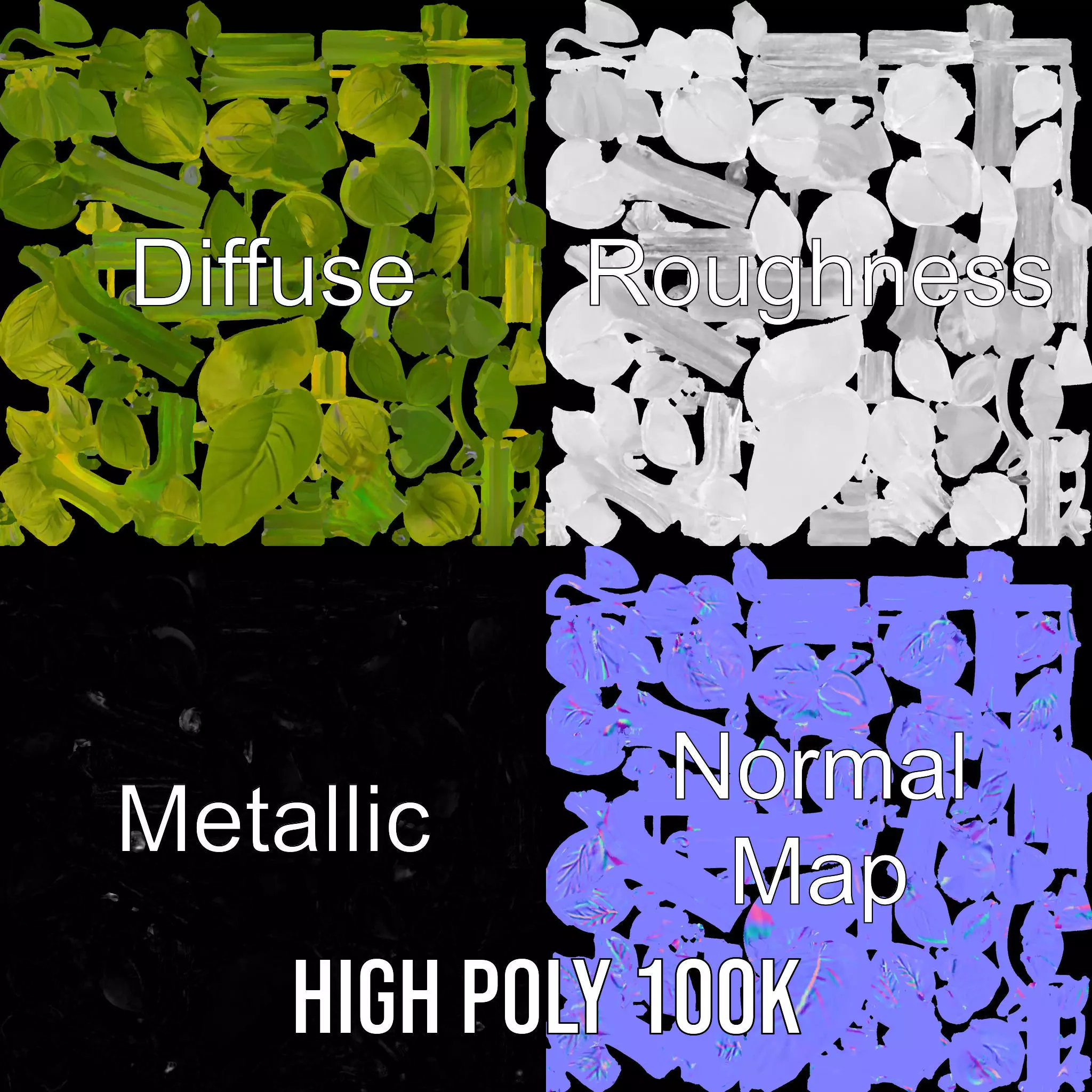 Vibrant Leafy Vine model pack Low-poly 3D model_3