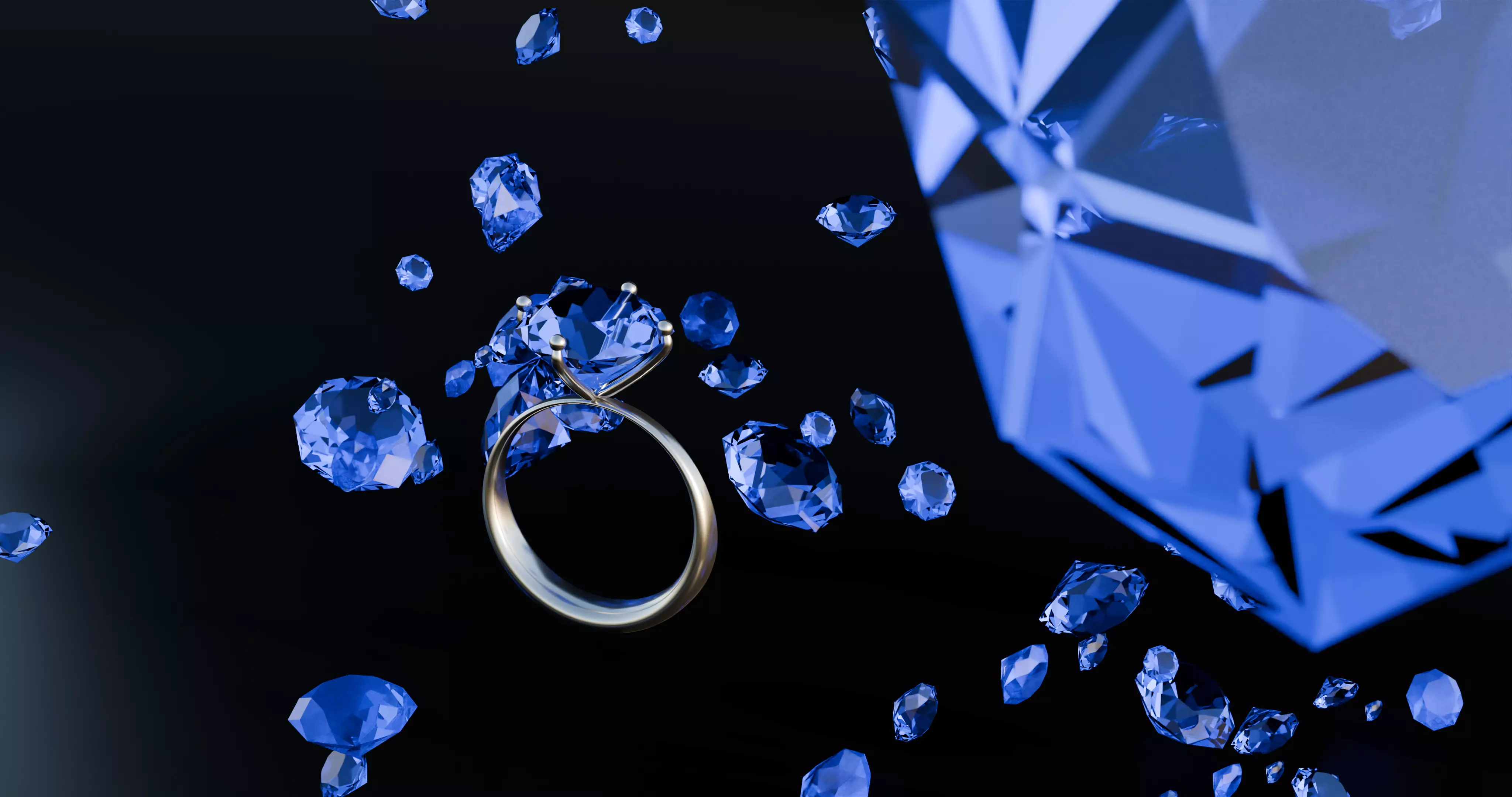 Exquisite Blue Diamond Ring with  Silver  Free low-poly 3D model_3