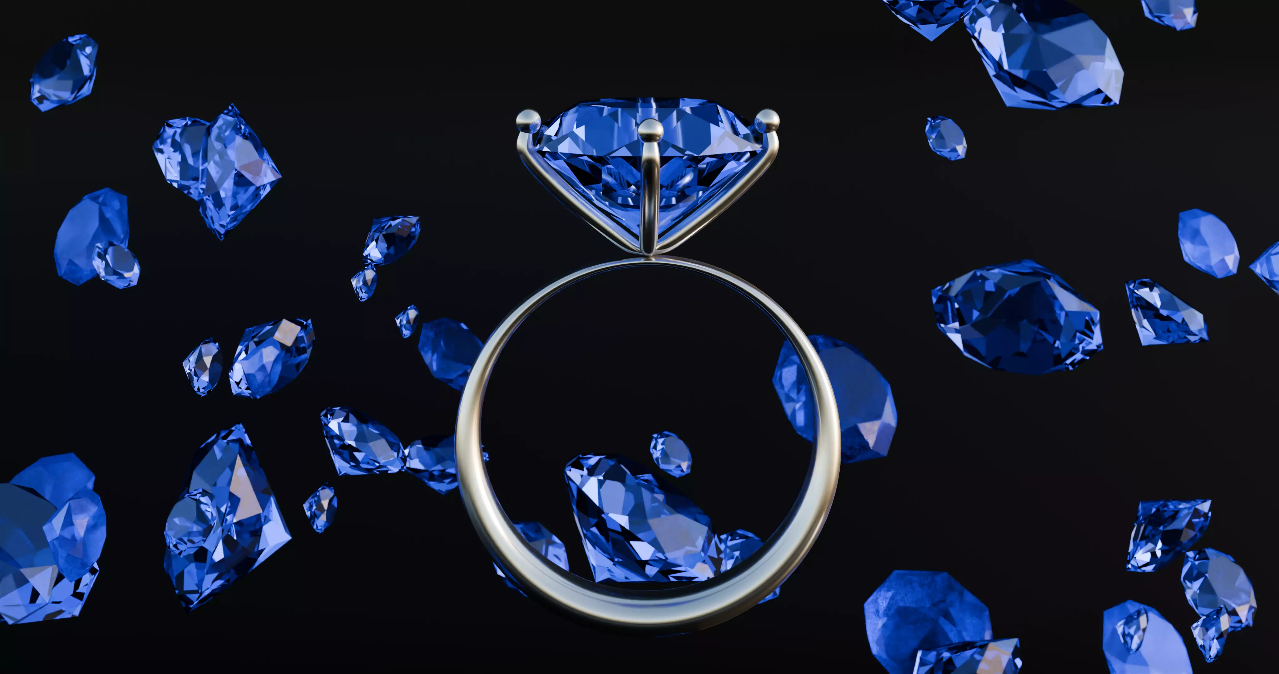 Exquisite Blue Diamond Ring with  Silver  Free low-poly 3D model_0