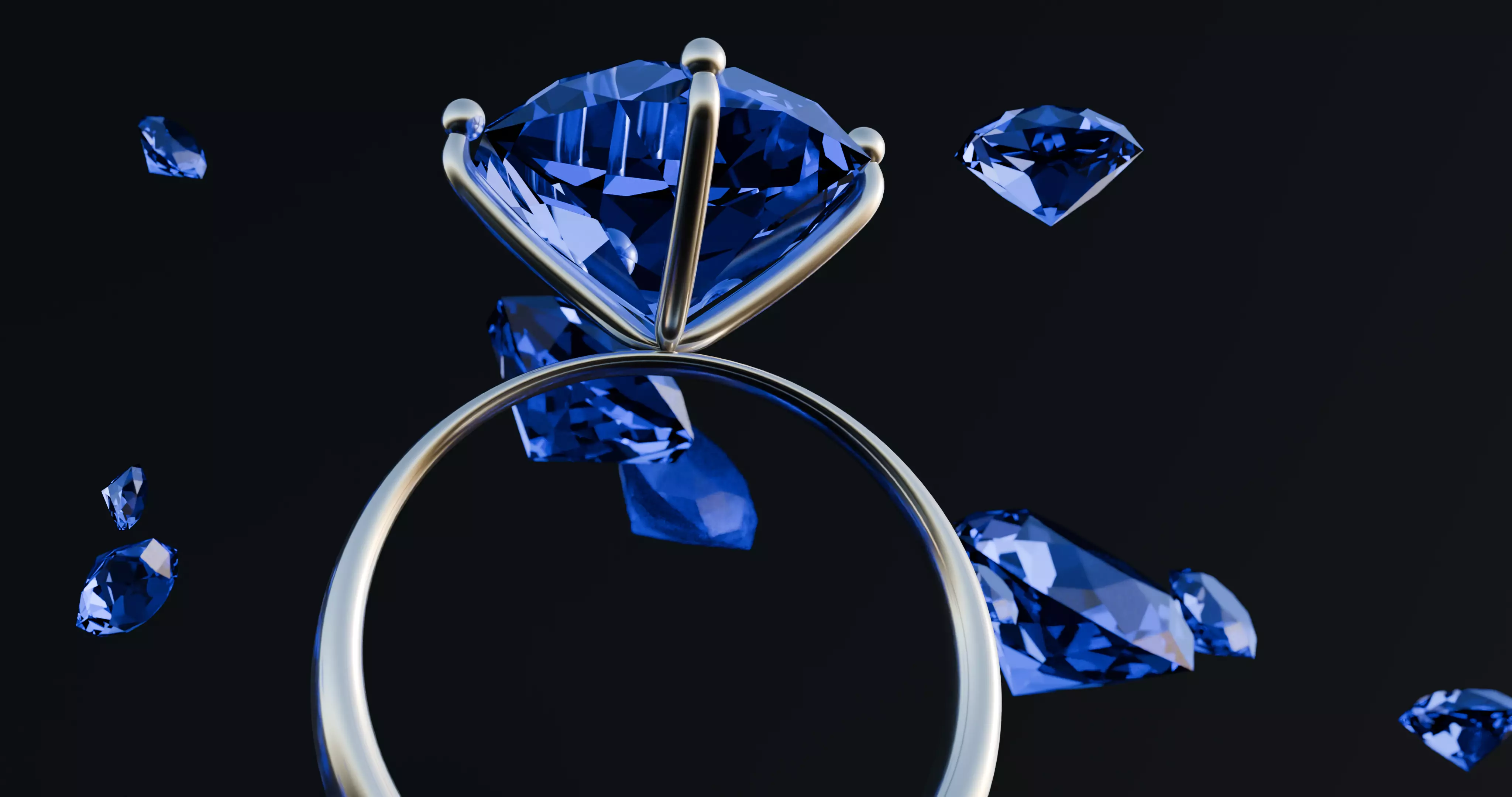 Exquisite Blue Diamond Ring with  Silver  Free low-poly 3D model_2