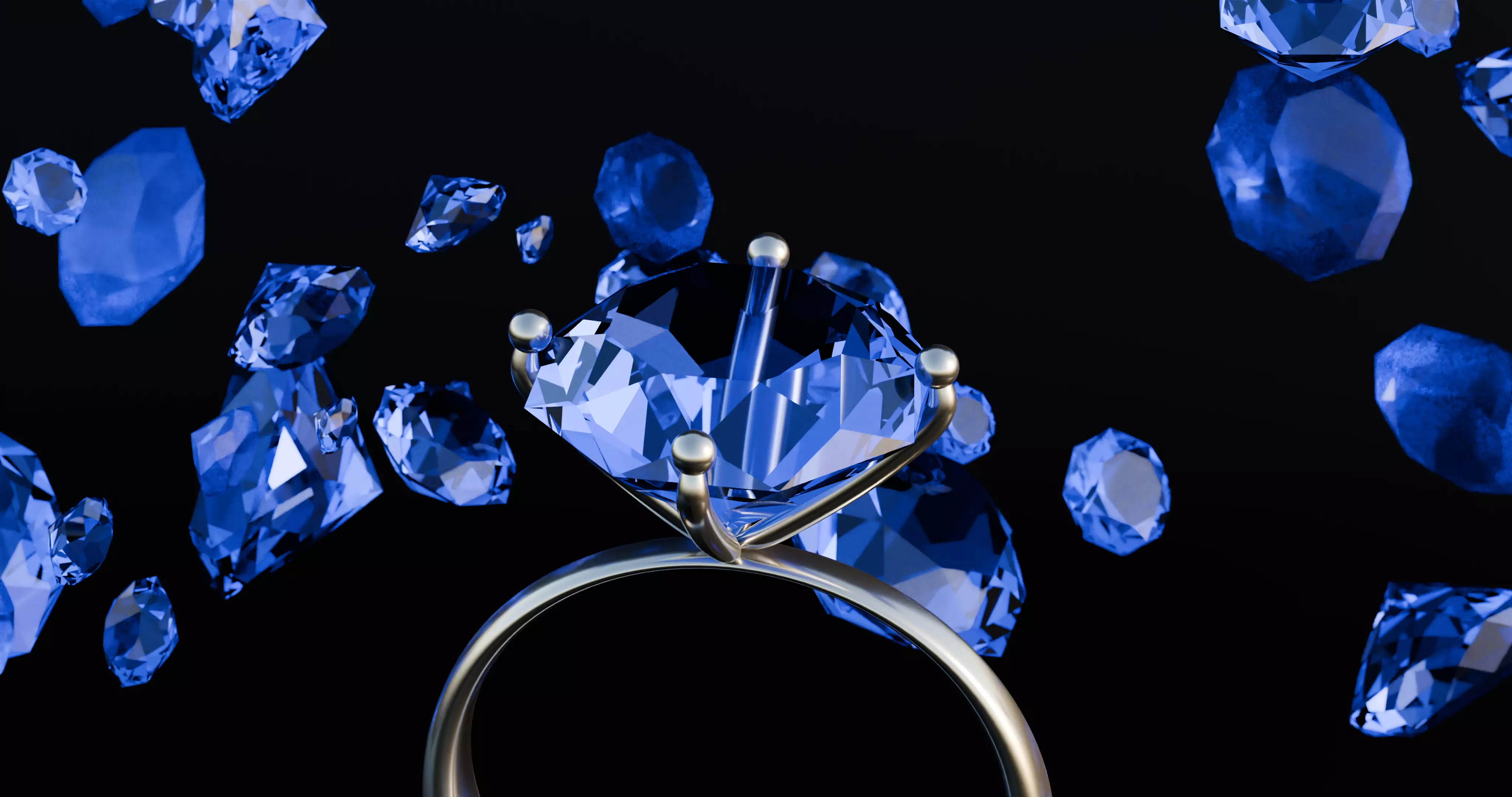 Exquisite Blue Diamond Ring with  Silver  Free low-poly 3D model_1
