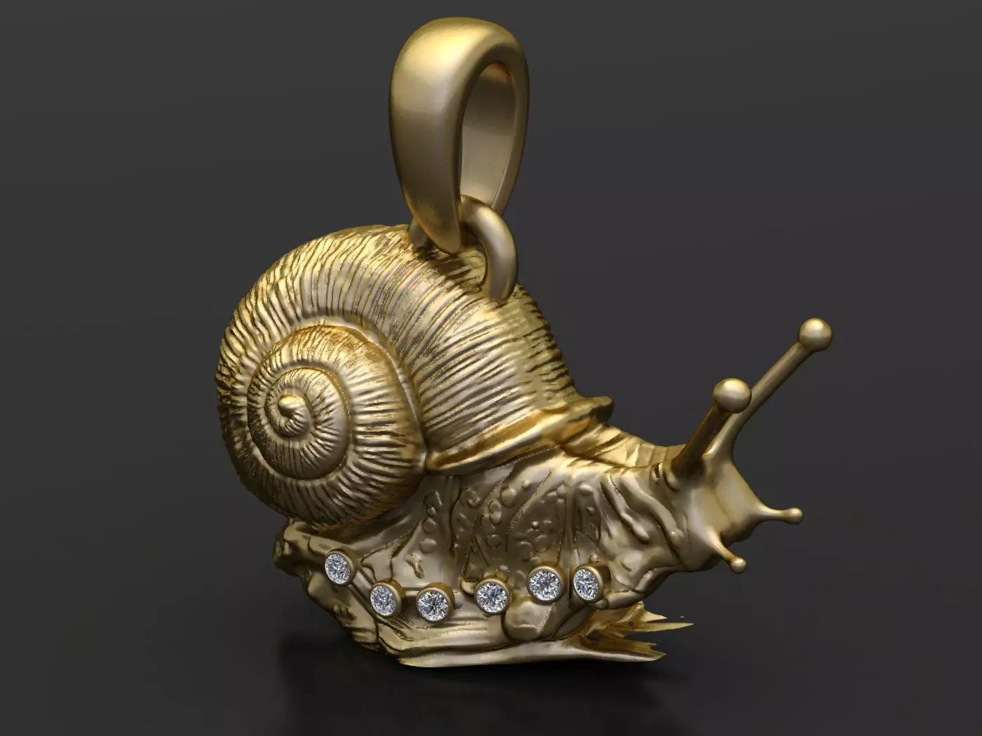 Golden Snail Diamond Pendant 3D print model