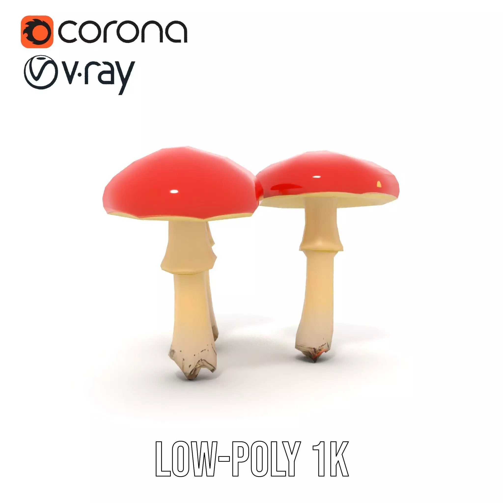 Vivid Amanita Mushrooms model pack Low-poly 3D model_19