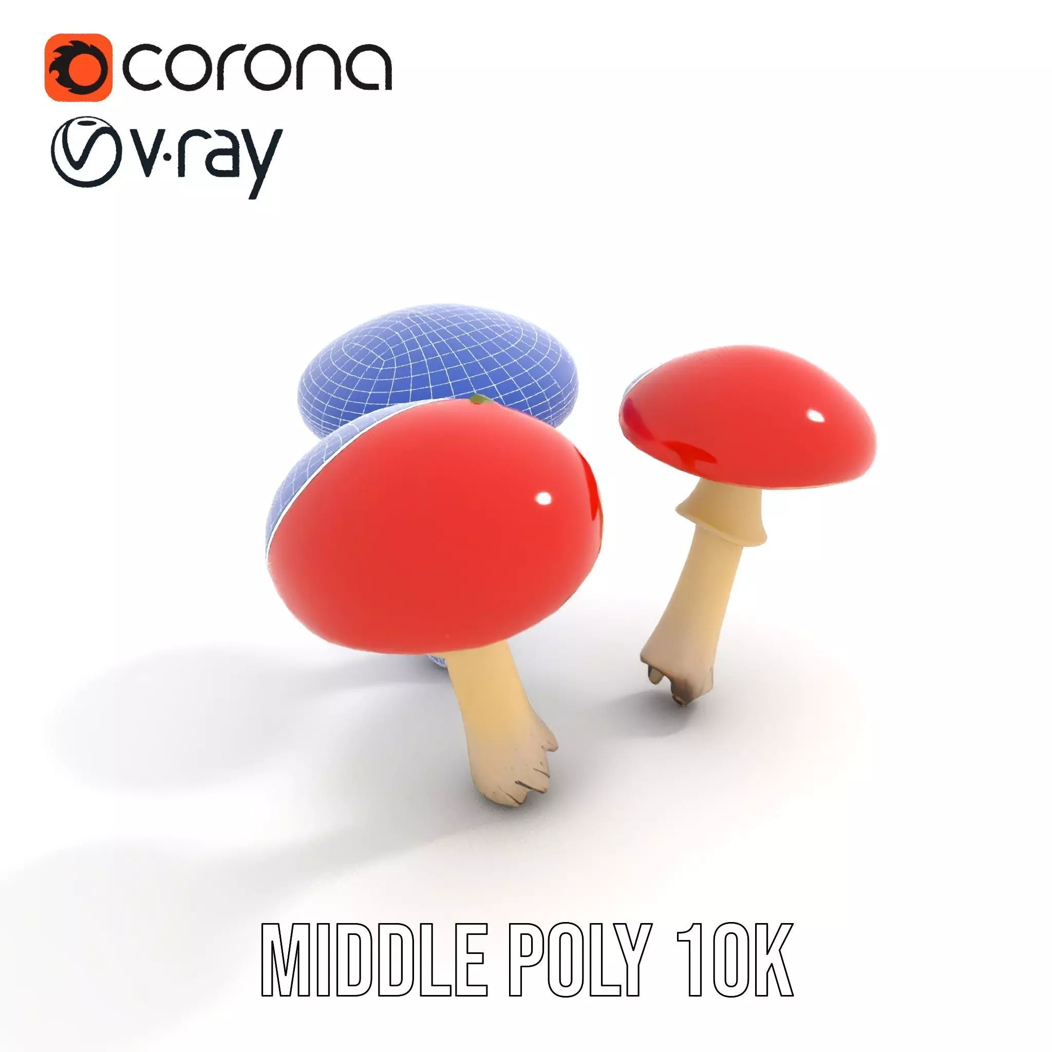 Vivid Amanita Mushrooms model pack Low-poly 3D model_21