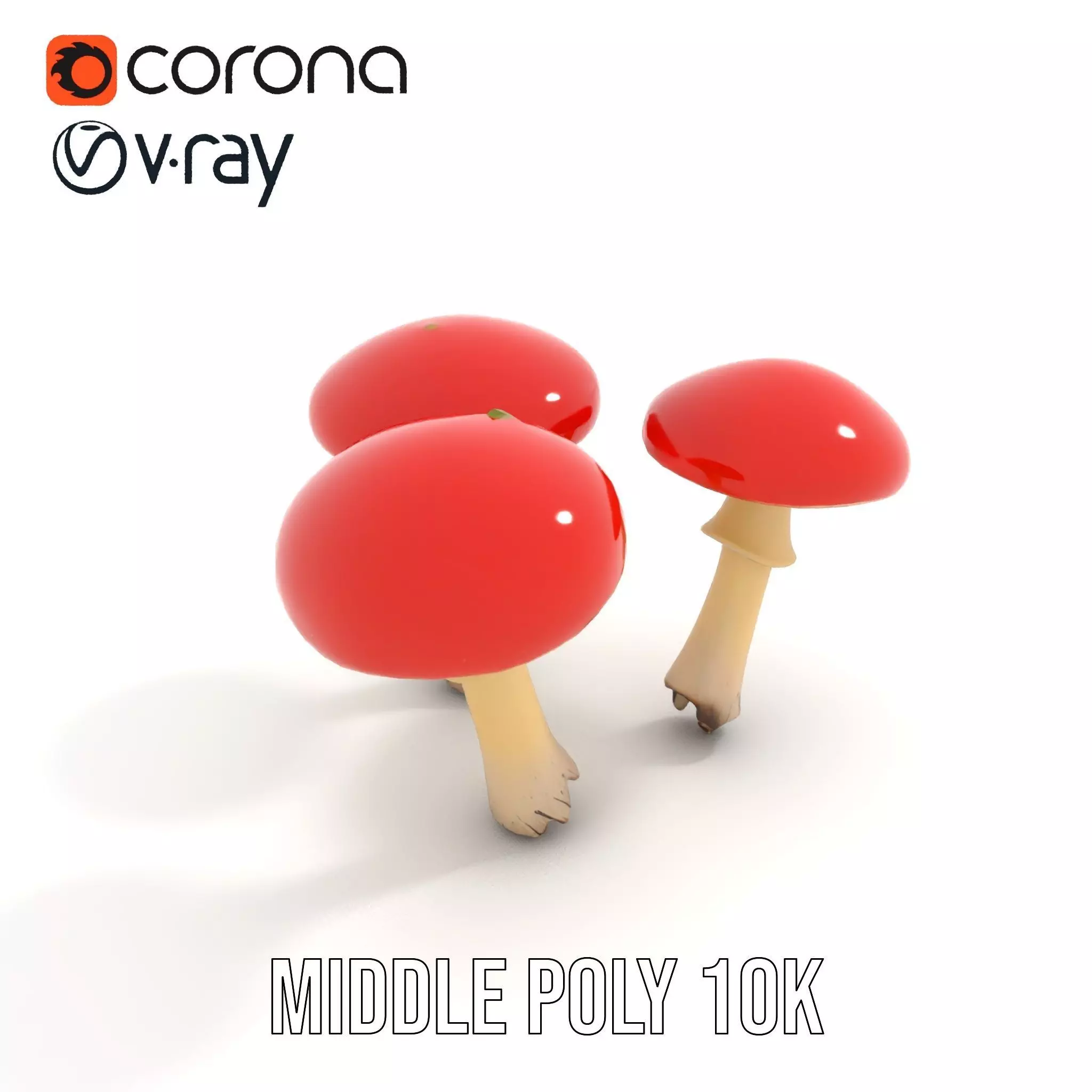 Vivid Amanita Mushrooms model pack Low-poly 3D model_11