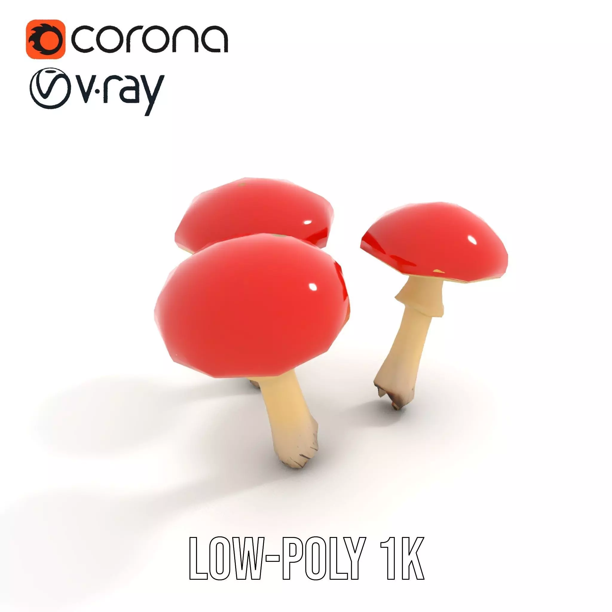 Vivid Amanita Mushrooms model pack Low-poly 3D model_7