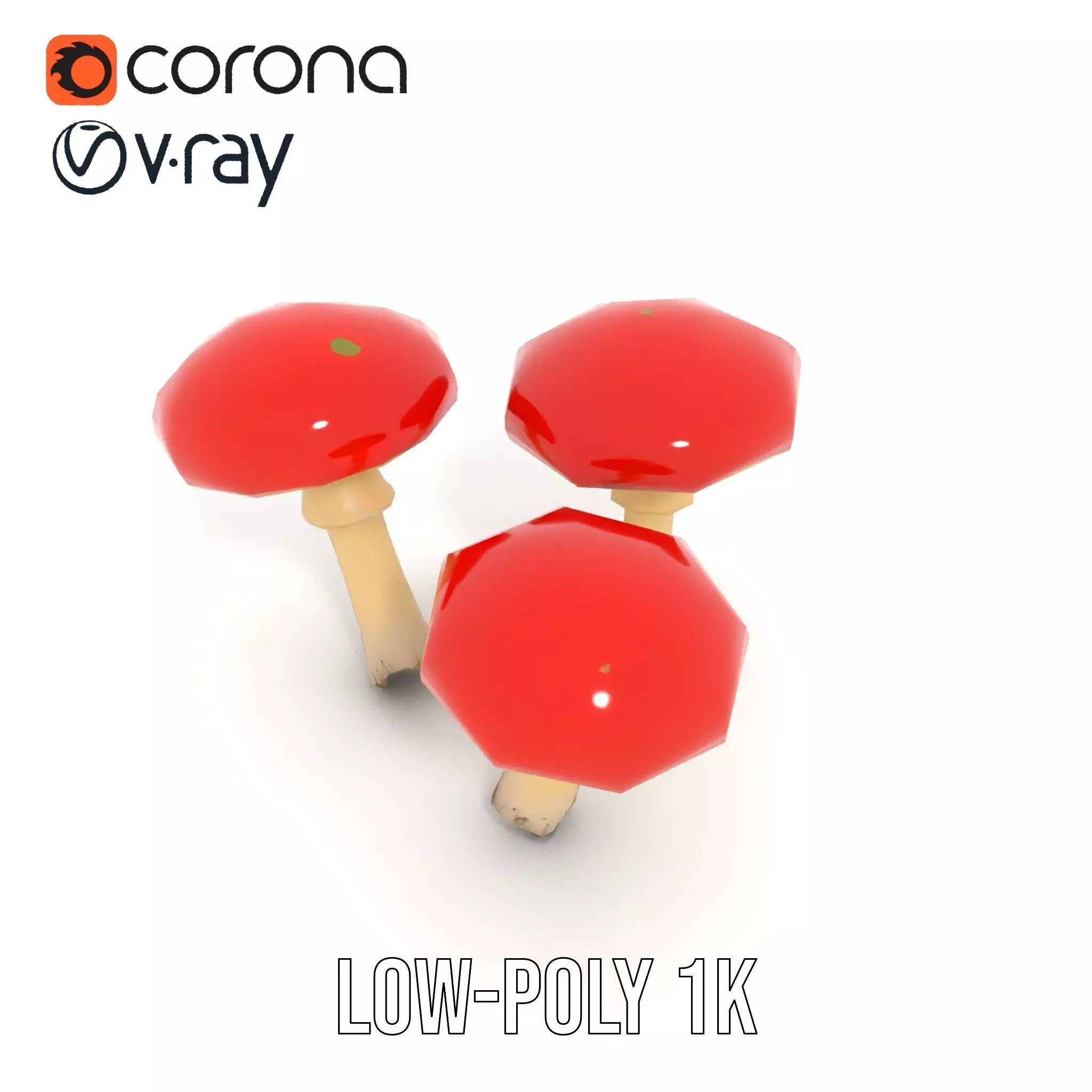 Vivid Amanita Mushrooms model pack Low-poly 3D model_12