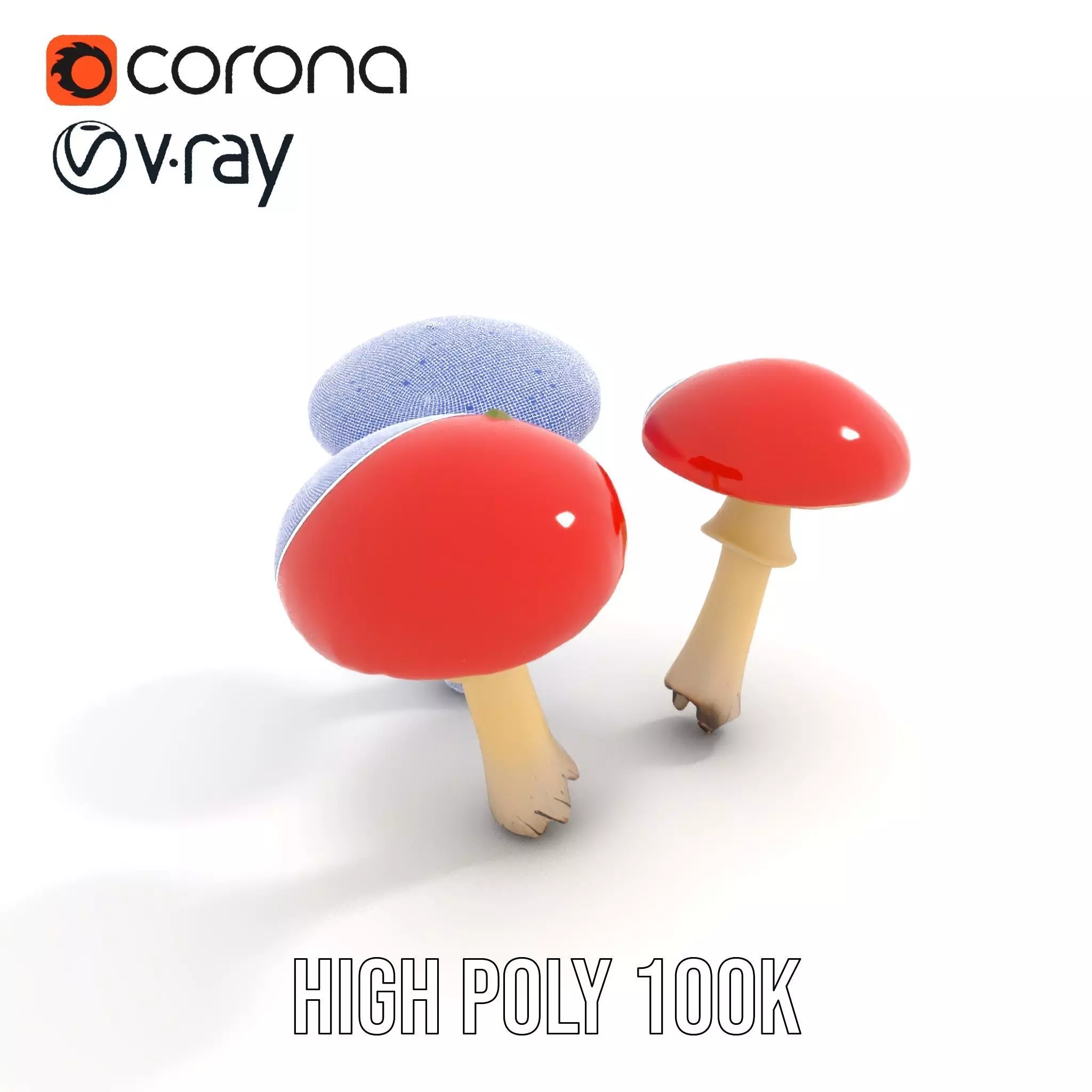 Vivid Amanita Mushrooms model pack Low-poly 3D model_29