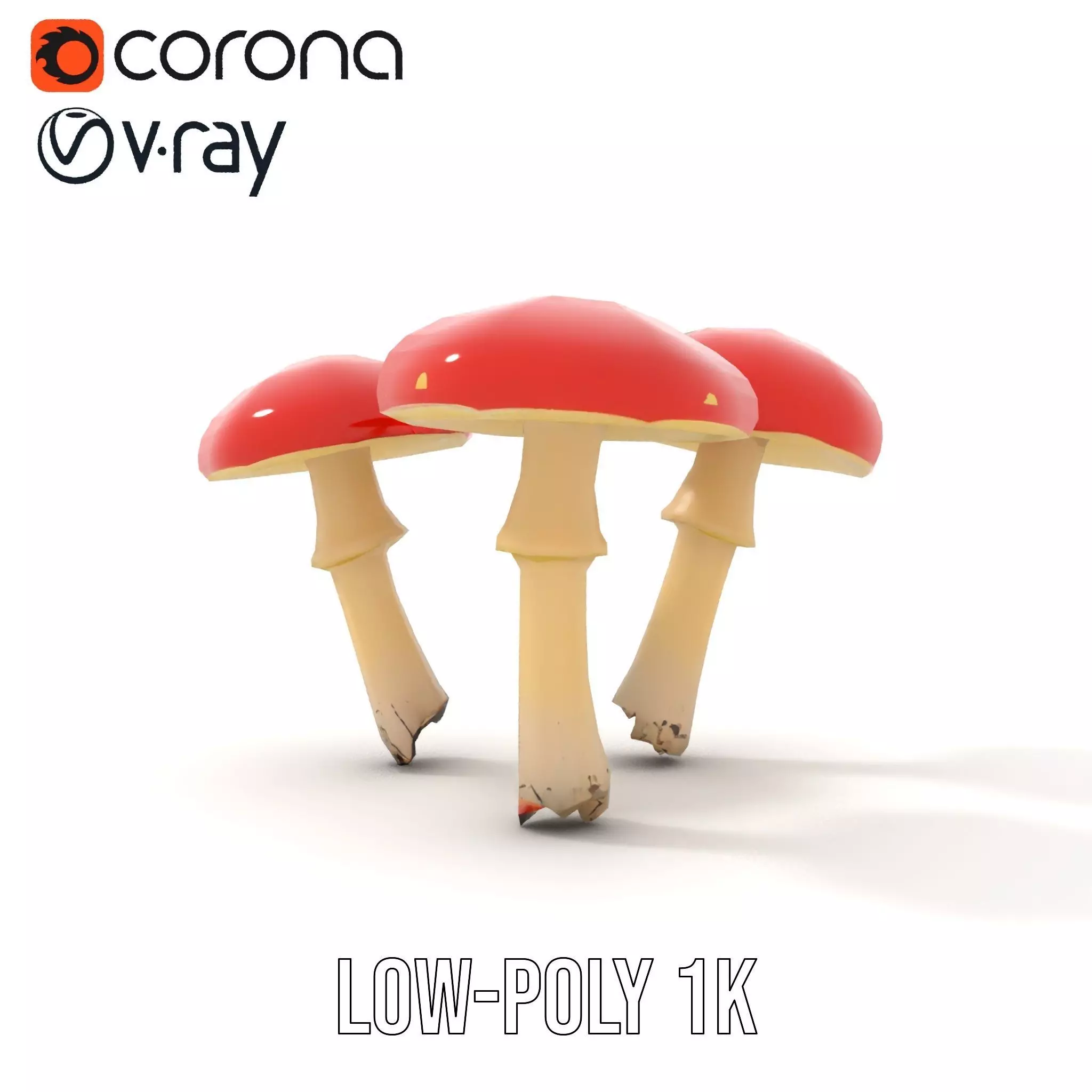 Vivid Amanita Mushrooms model pack Low-poly 3D model_16