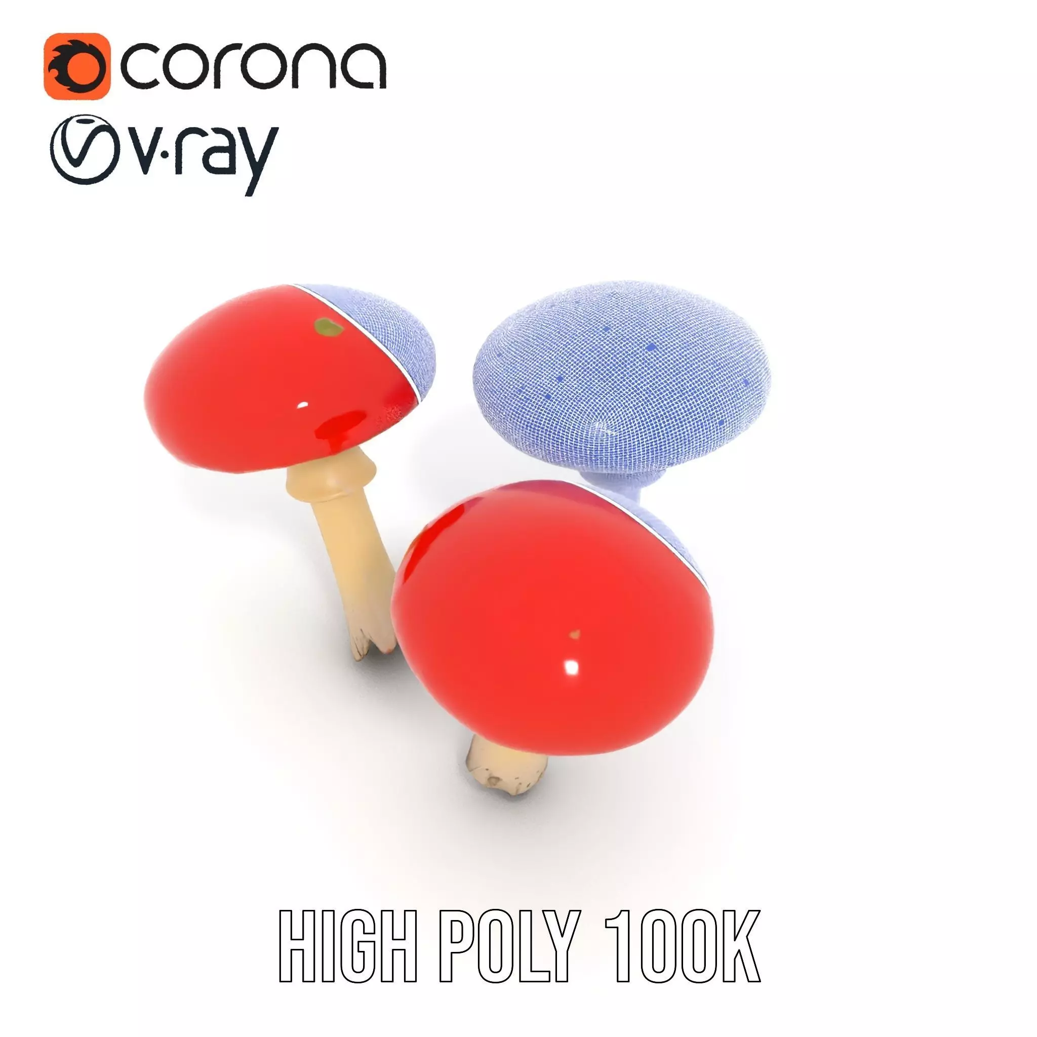 Vivid Amanita Mushrooms model pack Low-poly 3D model_34